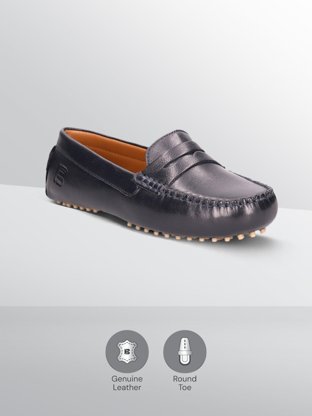 BAGATT Lilly Dark Blue Premium Leather Slip-Ons