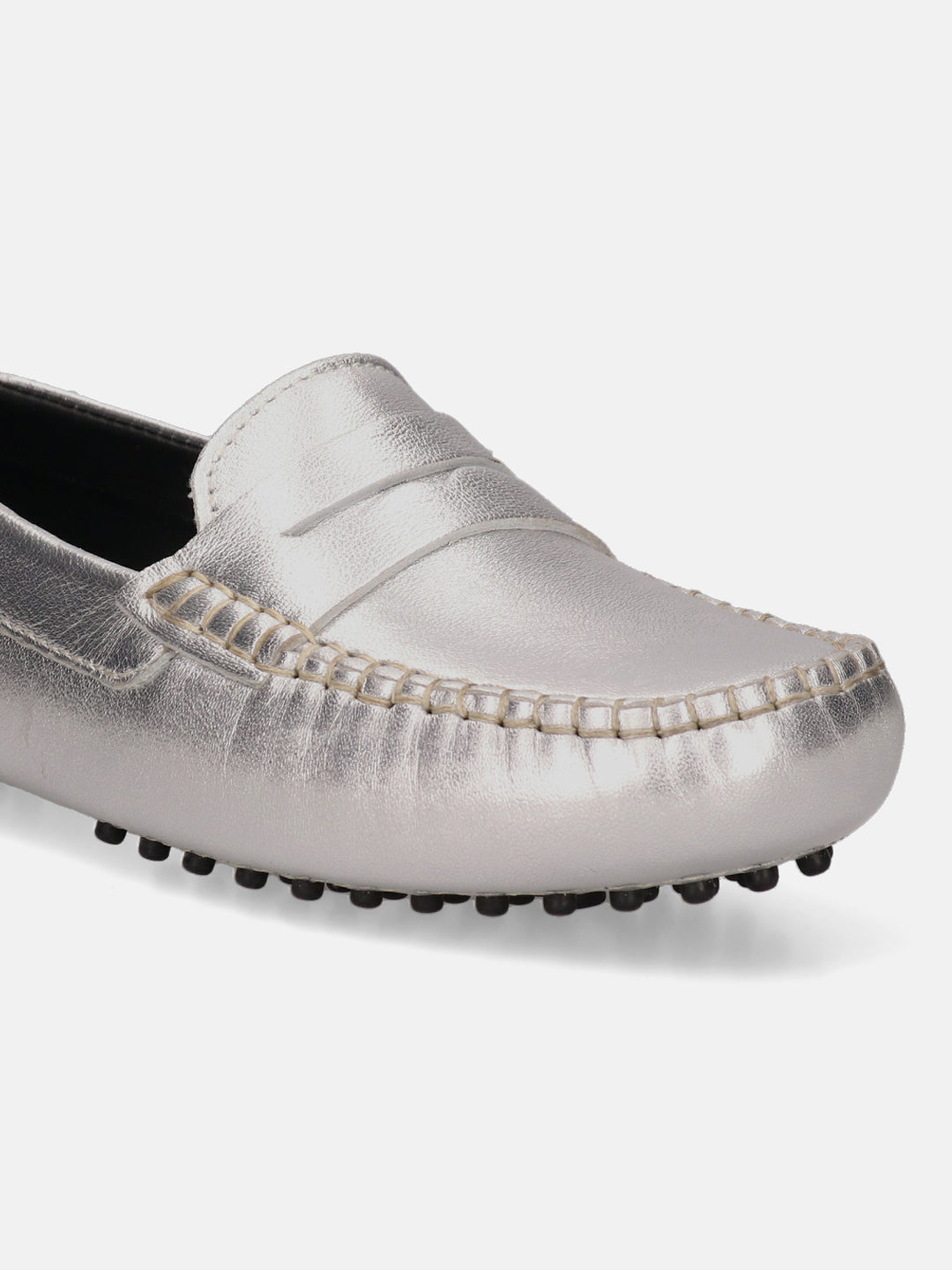 BAGATT Lilly Silver Premium Leather Slip-Ons