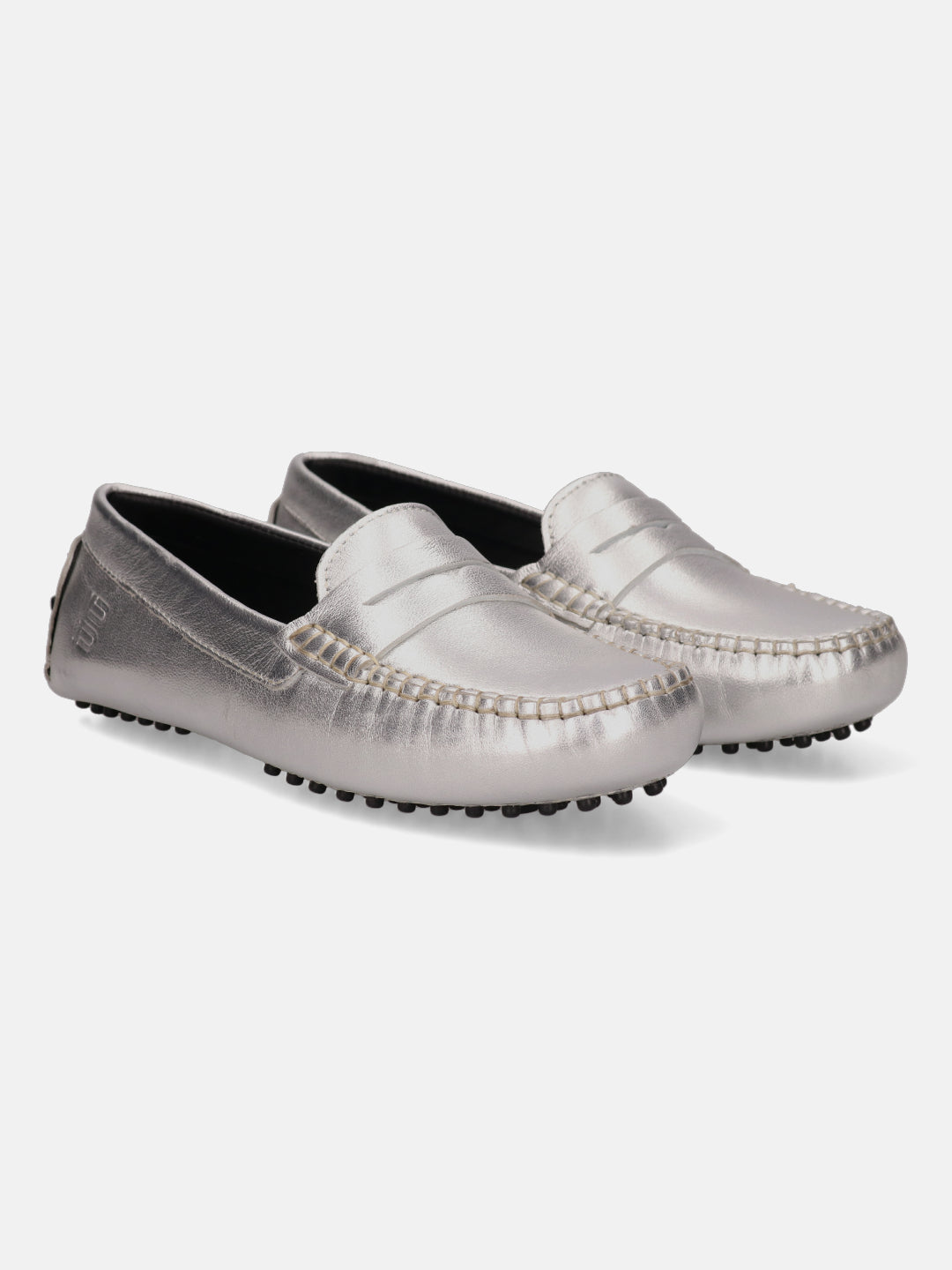 BAGATT Lilly Silver Premium Leather Slip-Ons