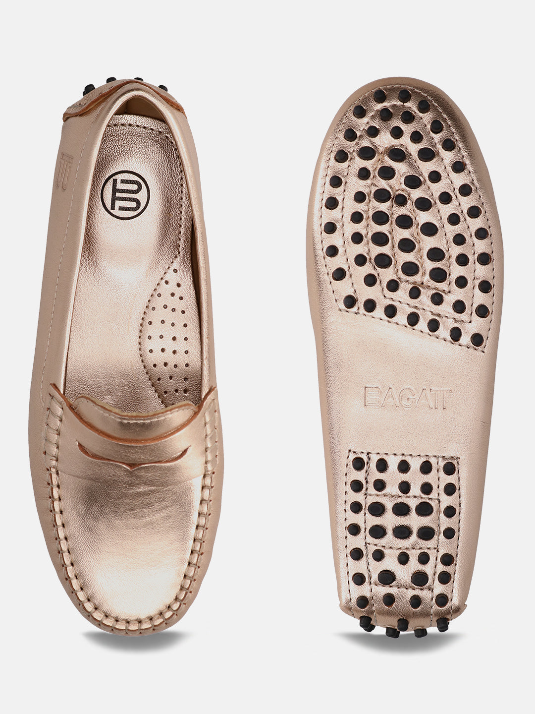 BAGATT Lilly Gold Premium Leather Slip-Ons