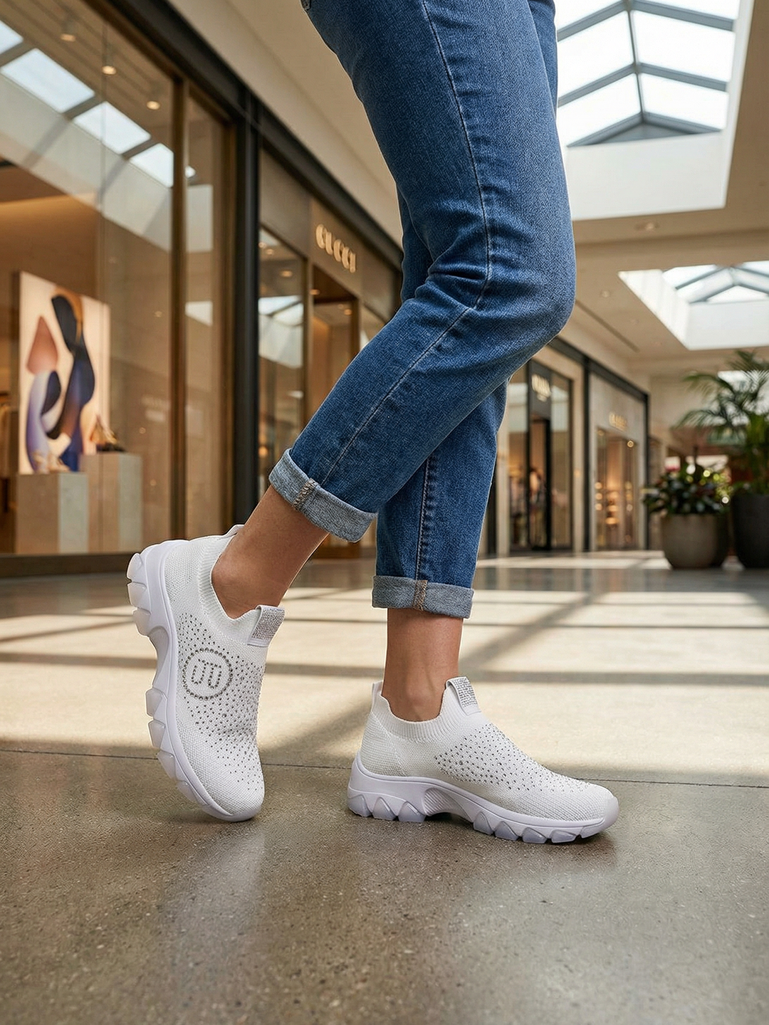 BAGATT Yoko White Slip-On Sneakers