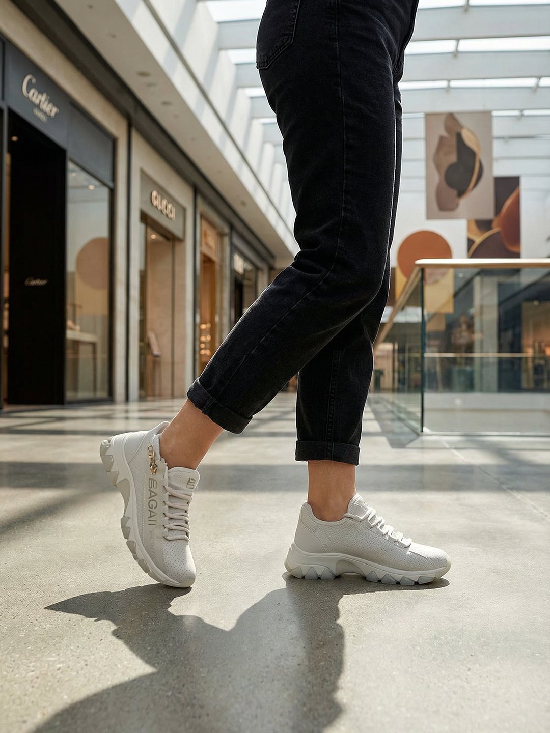 BAGATT Yoko Beige Mid Top Sneakers