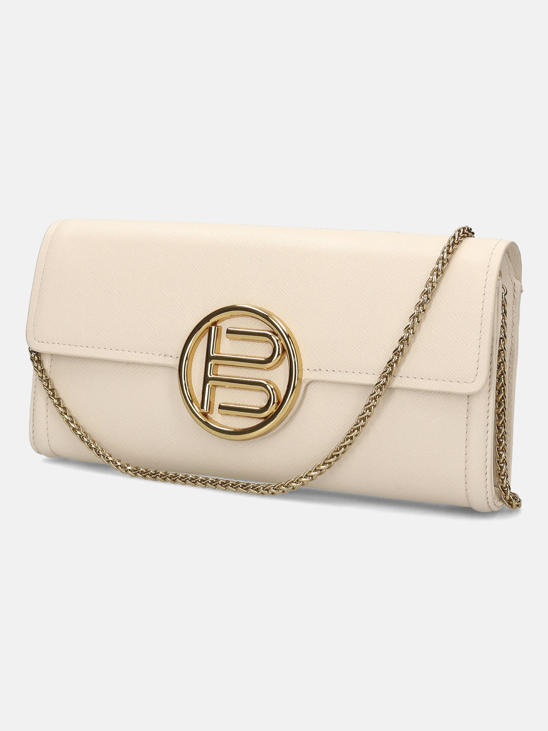 BAGATT Off White Saffiano Leather Clutch