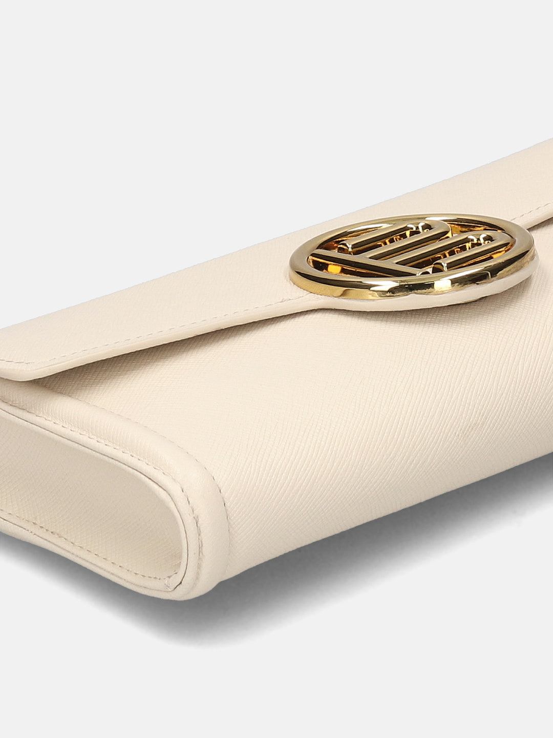 BAGATT Off White Saffiano Leather Clutch