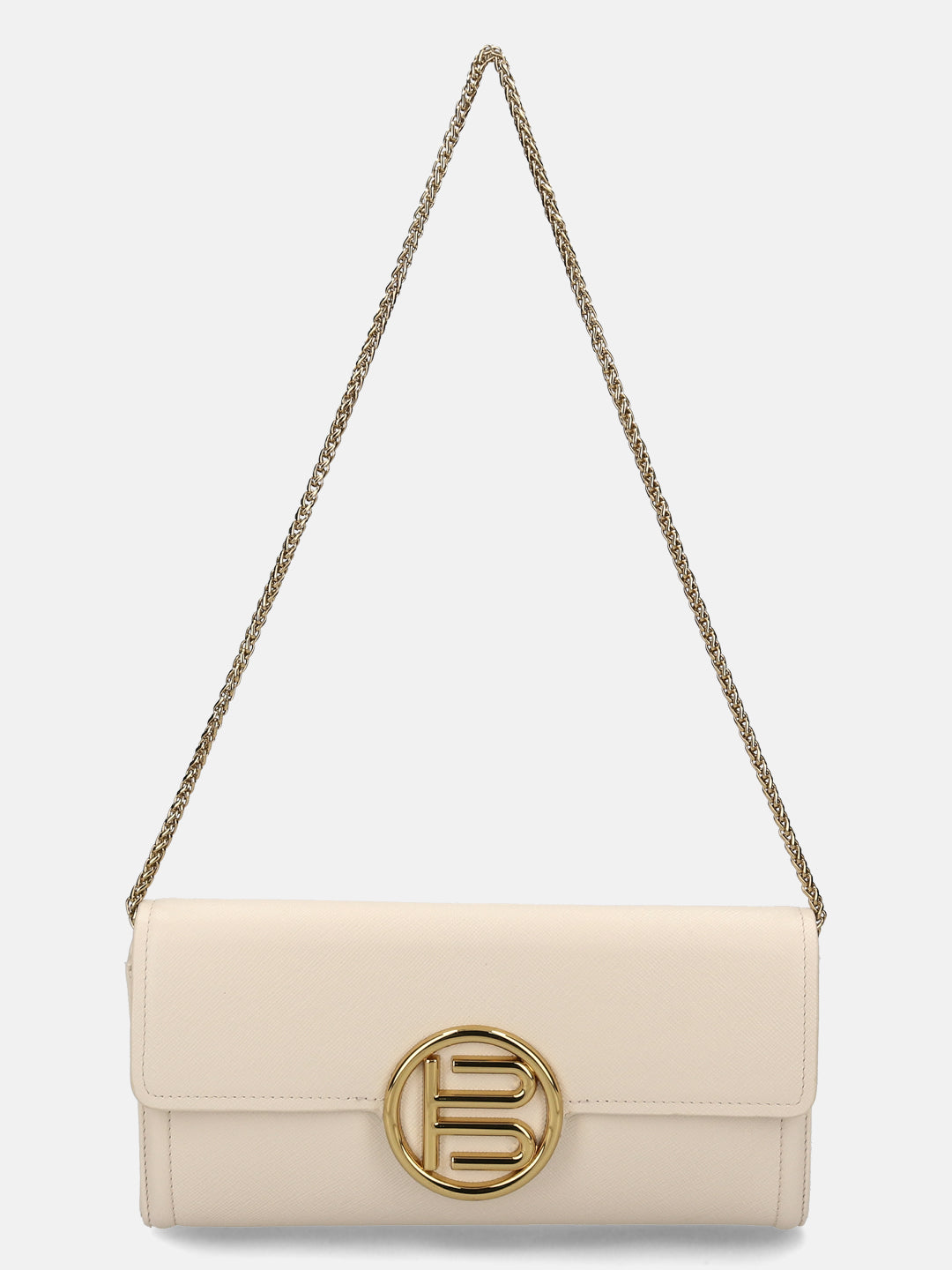 BAGATT Off White Saffiano Leather Clutch