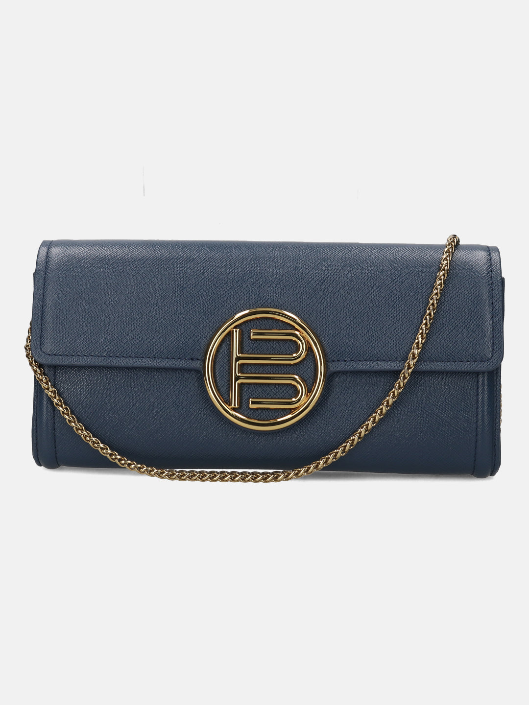 BAGATT Blue Saffiano Leather Clutch