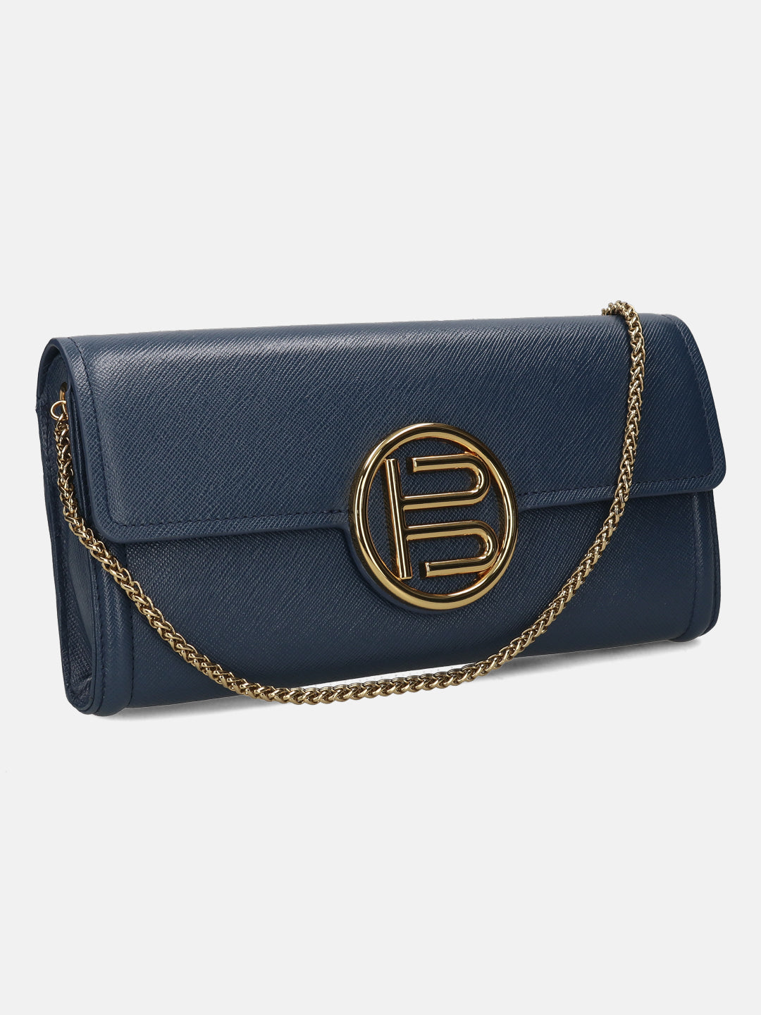 BAGATT Blue Saffiano Leather Clutch