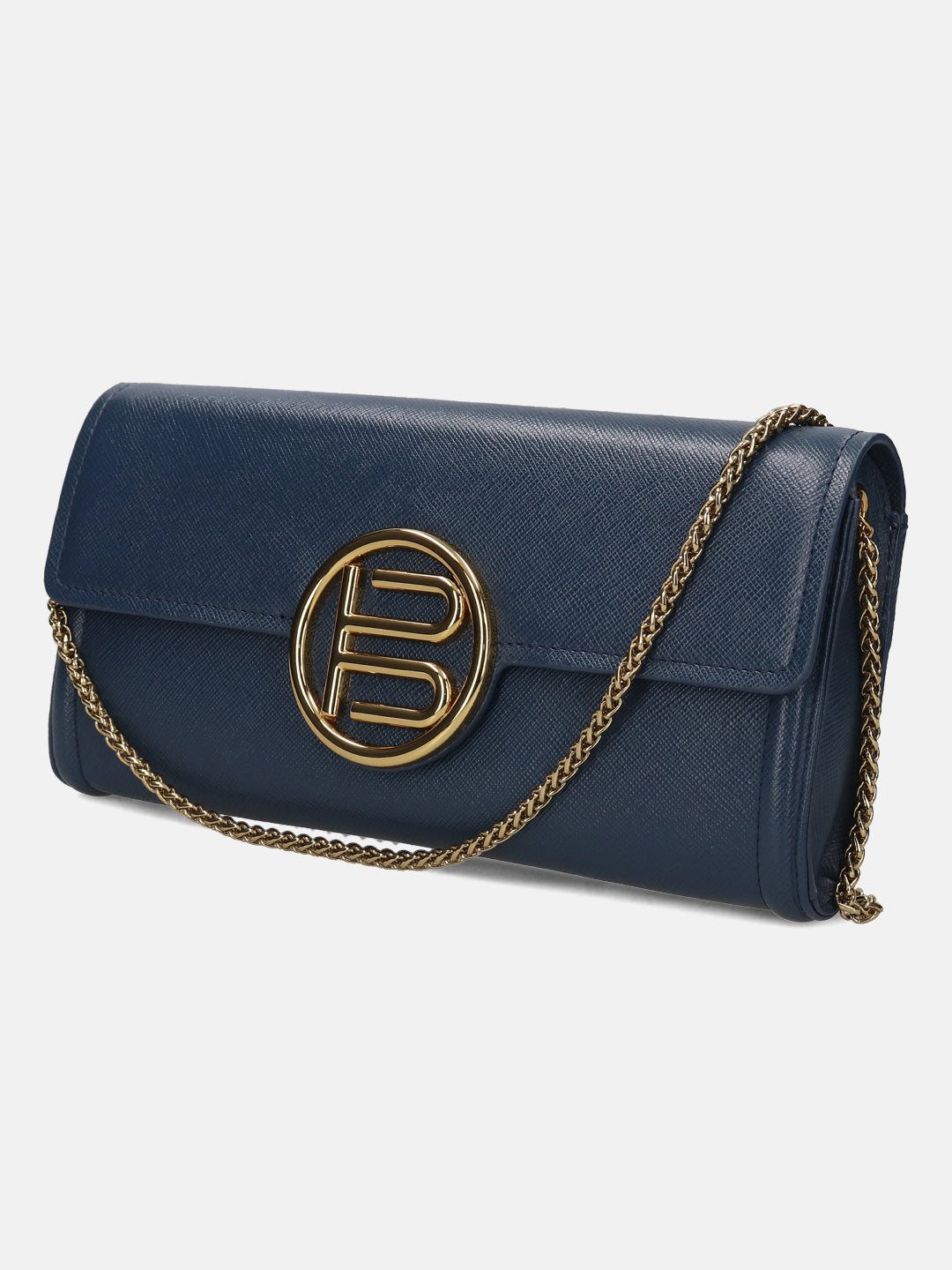 BAGATT Blue Saffiano Leather Clutch
