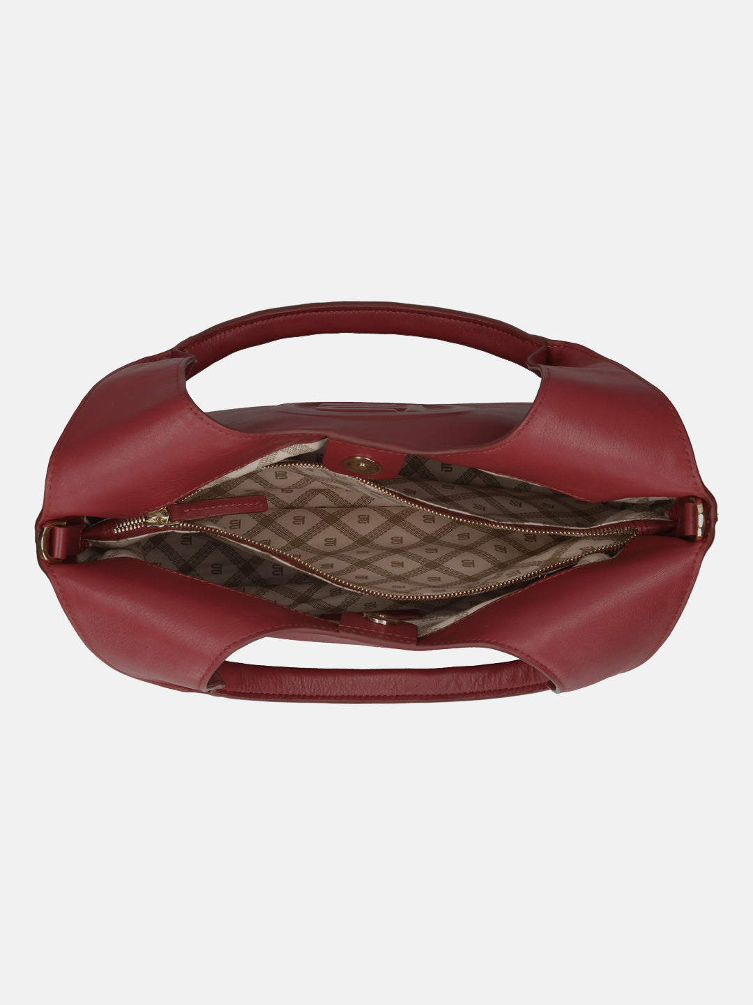 BAGATT Red Plain Leather Hobo Bag