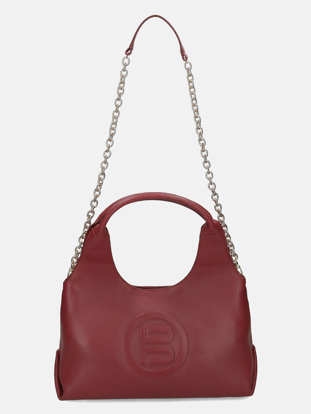 BAGATT Red Plain Leather Hobo Bag