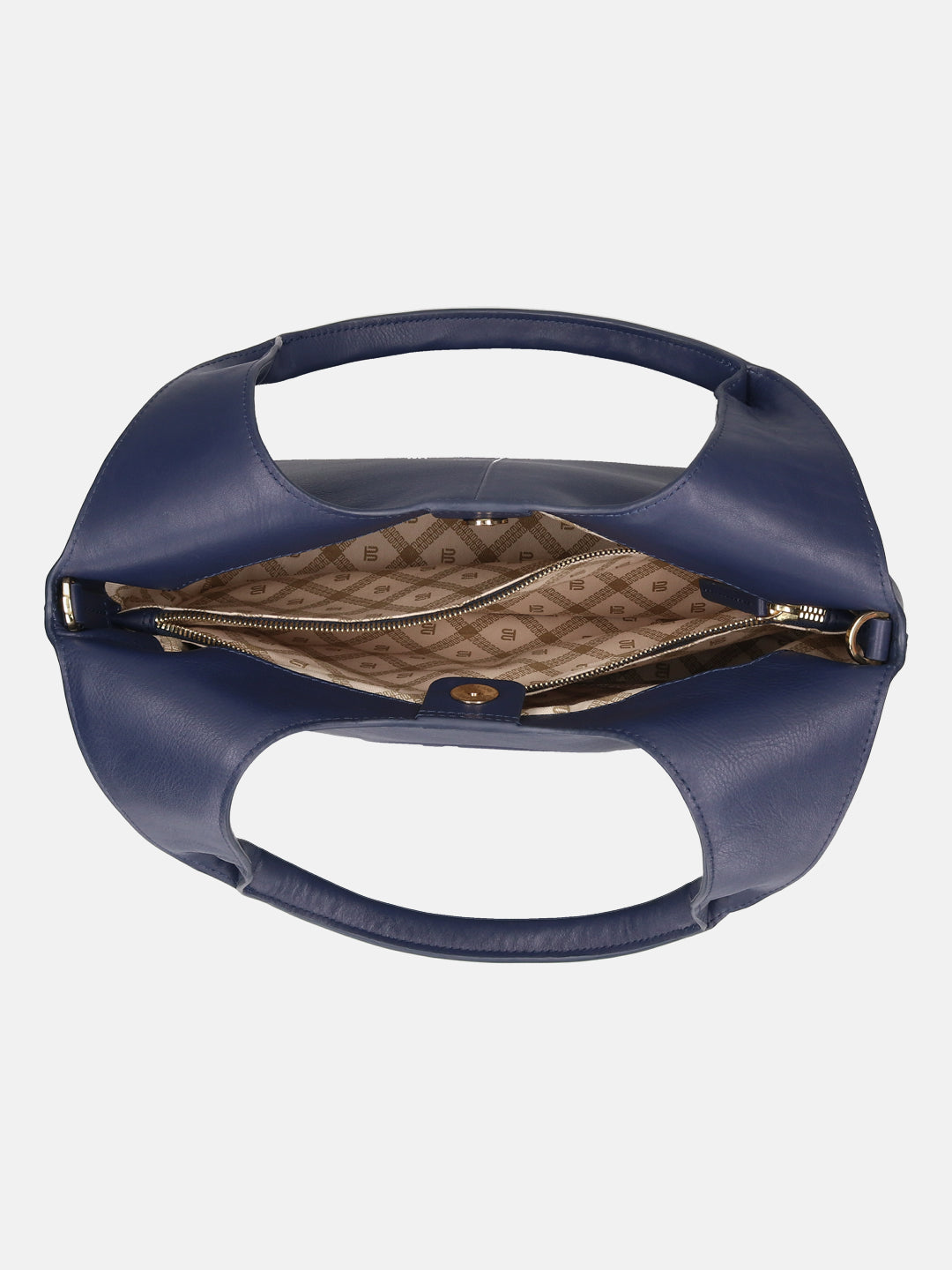 BAGATT Blue Plain Leather Hobo Bag