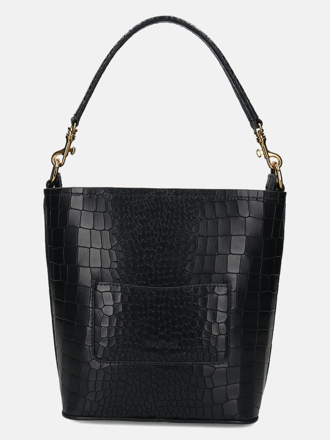 BAGATT Black Croco Leather Basket Hobo Bag