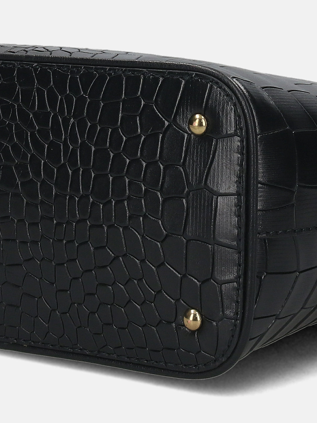BAGATT Black Croco Leather Basket Hobo Bag