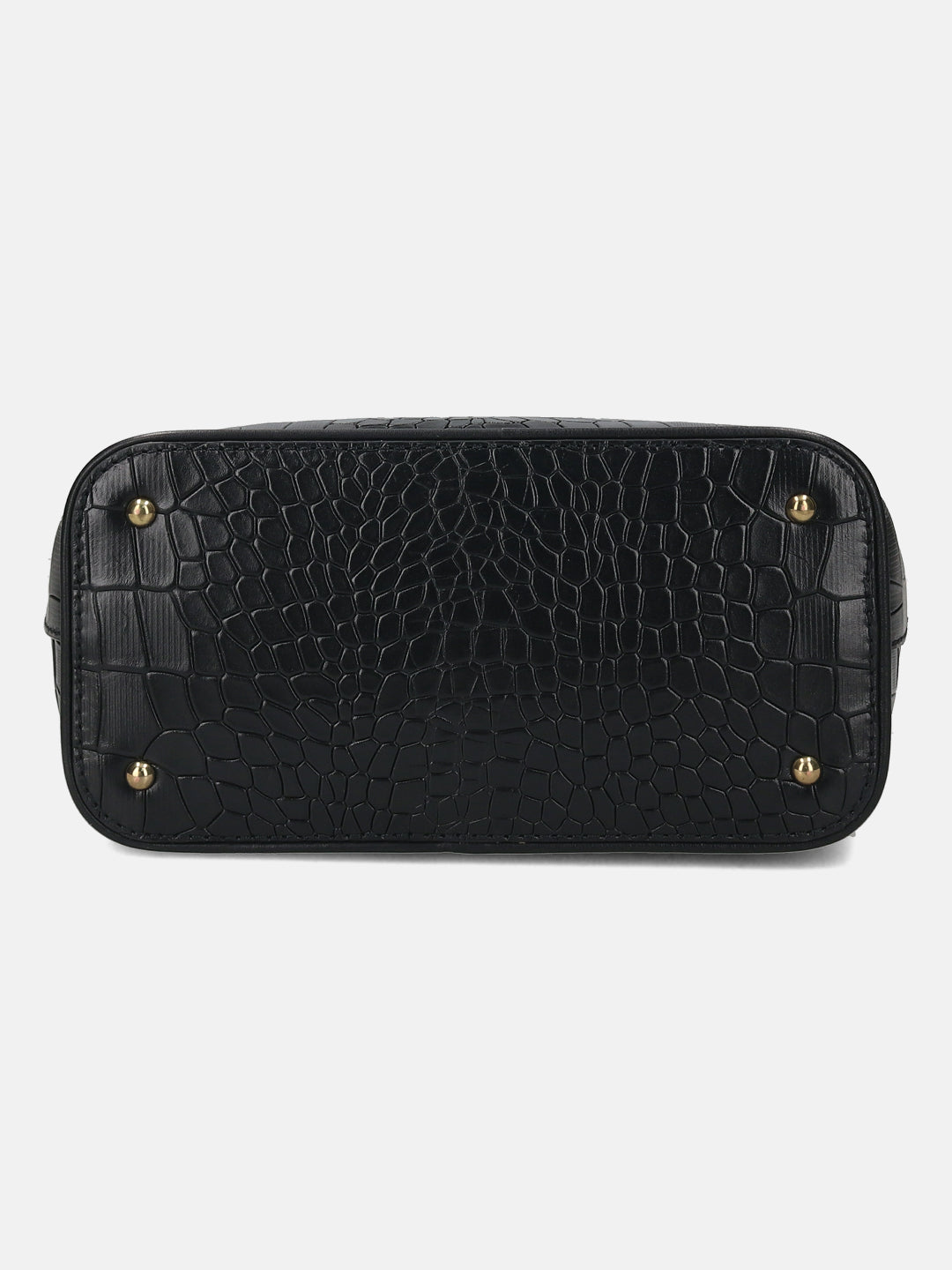 BAGATT Black Croco Leather Basket Hobo Bag