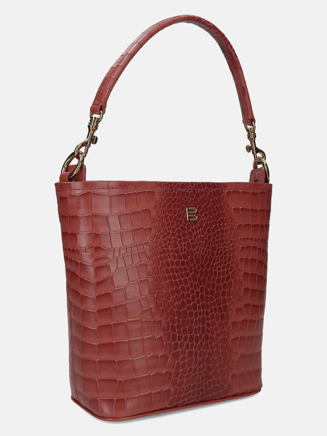 BAGATT Brick Croco Leather Basket Hobo Bag