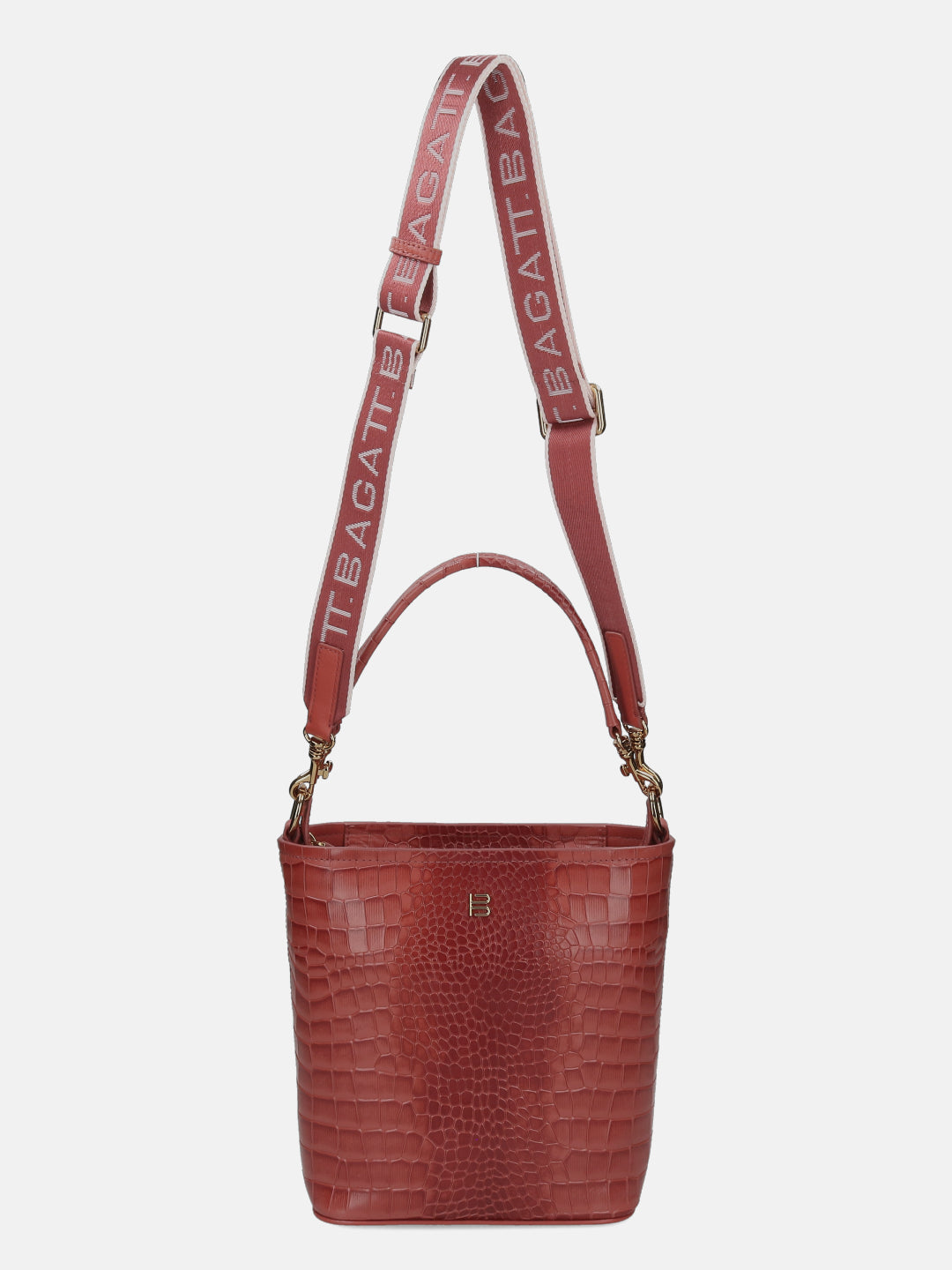 BAGATT Brick Croco Leather Basket Hobo Bag