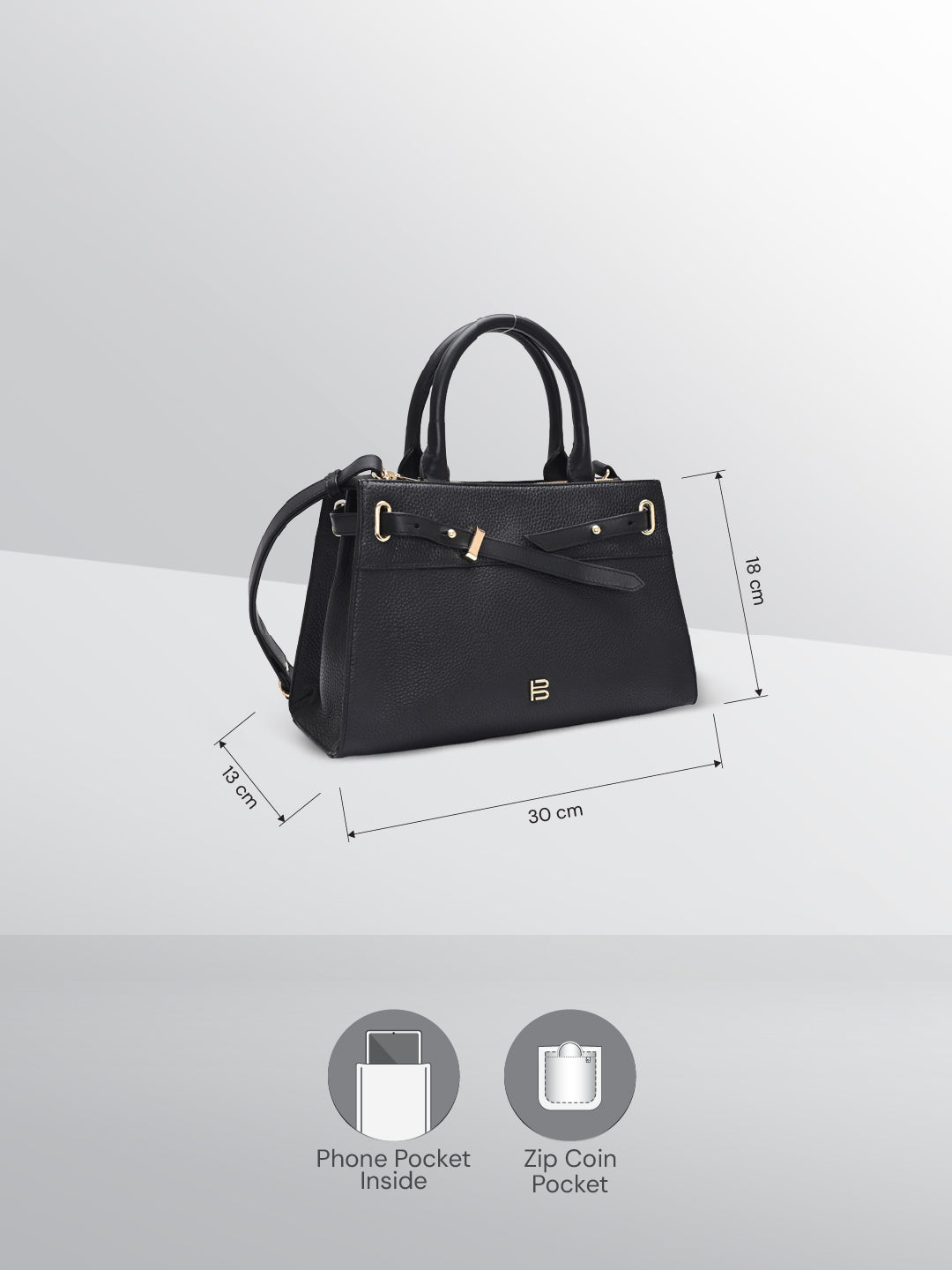 TT.BAGATT Black Wax Leather Satchel Handbags