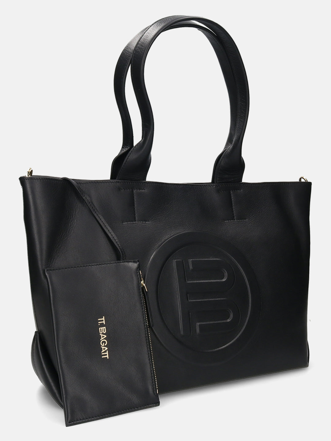 BAGATT Black Plain Leather Tote Bag