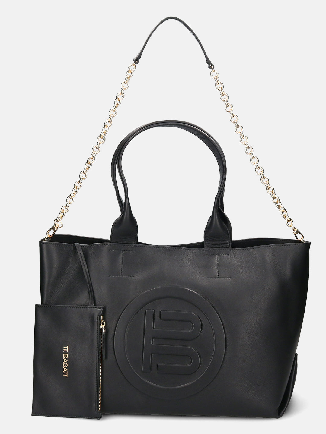 BAGATT Black Plain Leather Tote Bag
