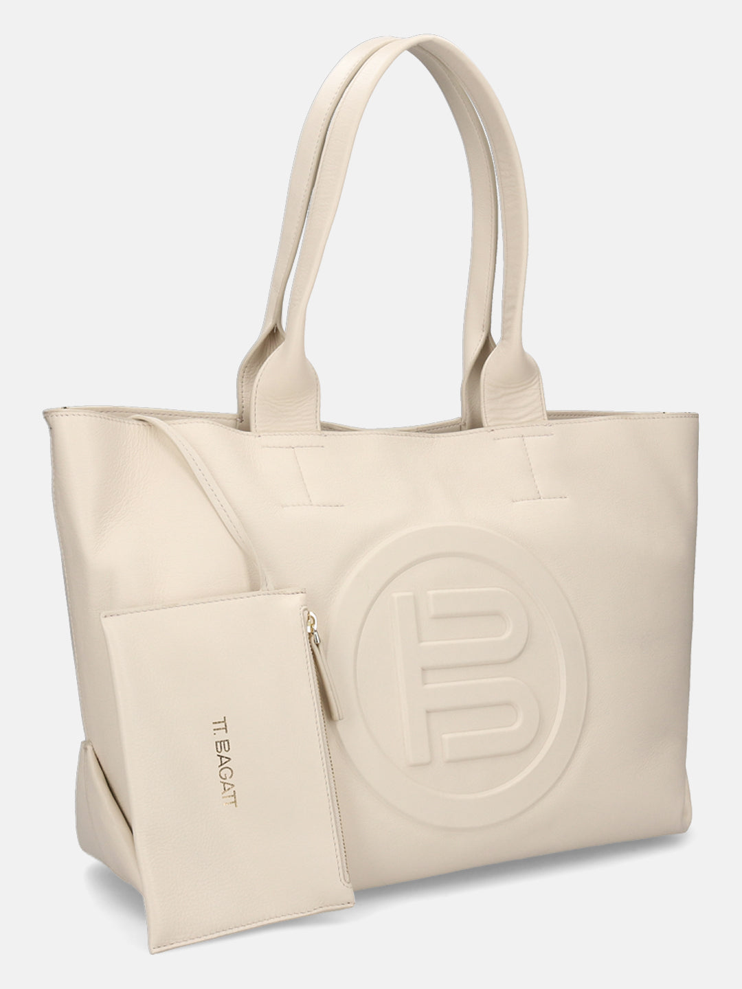 BAGATT Off White Plain Leather Tote Bag
