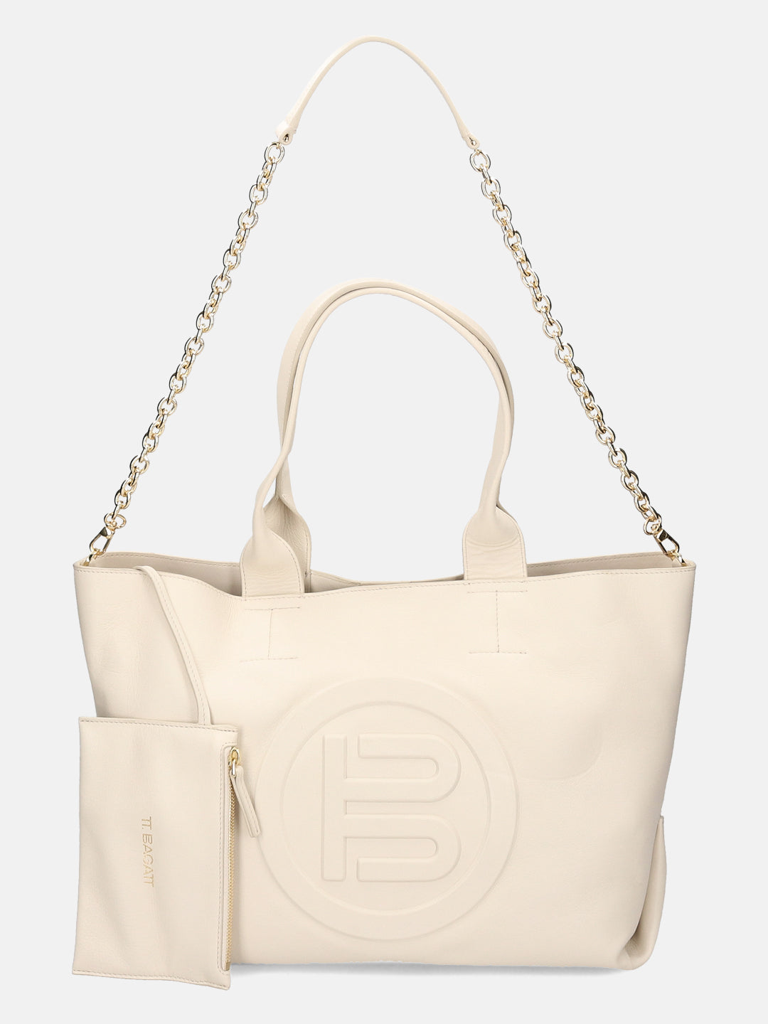 BAGATT Off White Plain Leather Tote Bag
