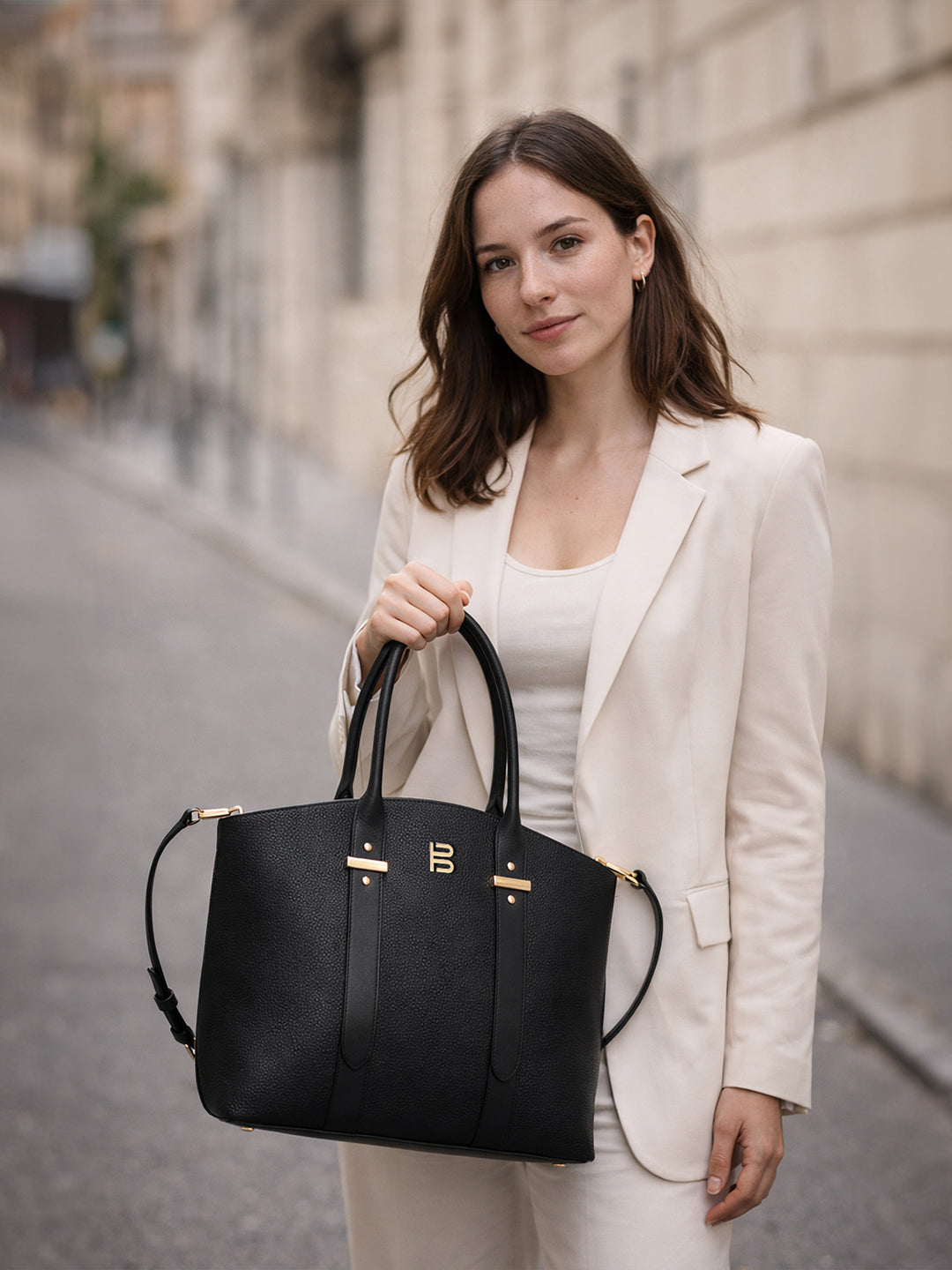 TT.BAGATT Black Wax Leather Tote Bag Handbags