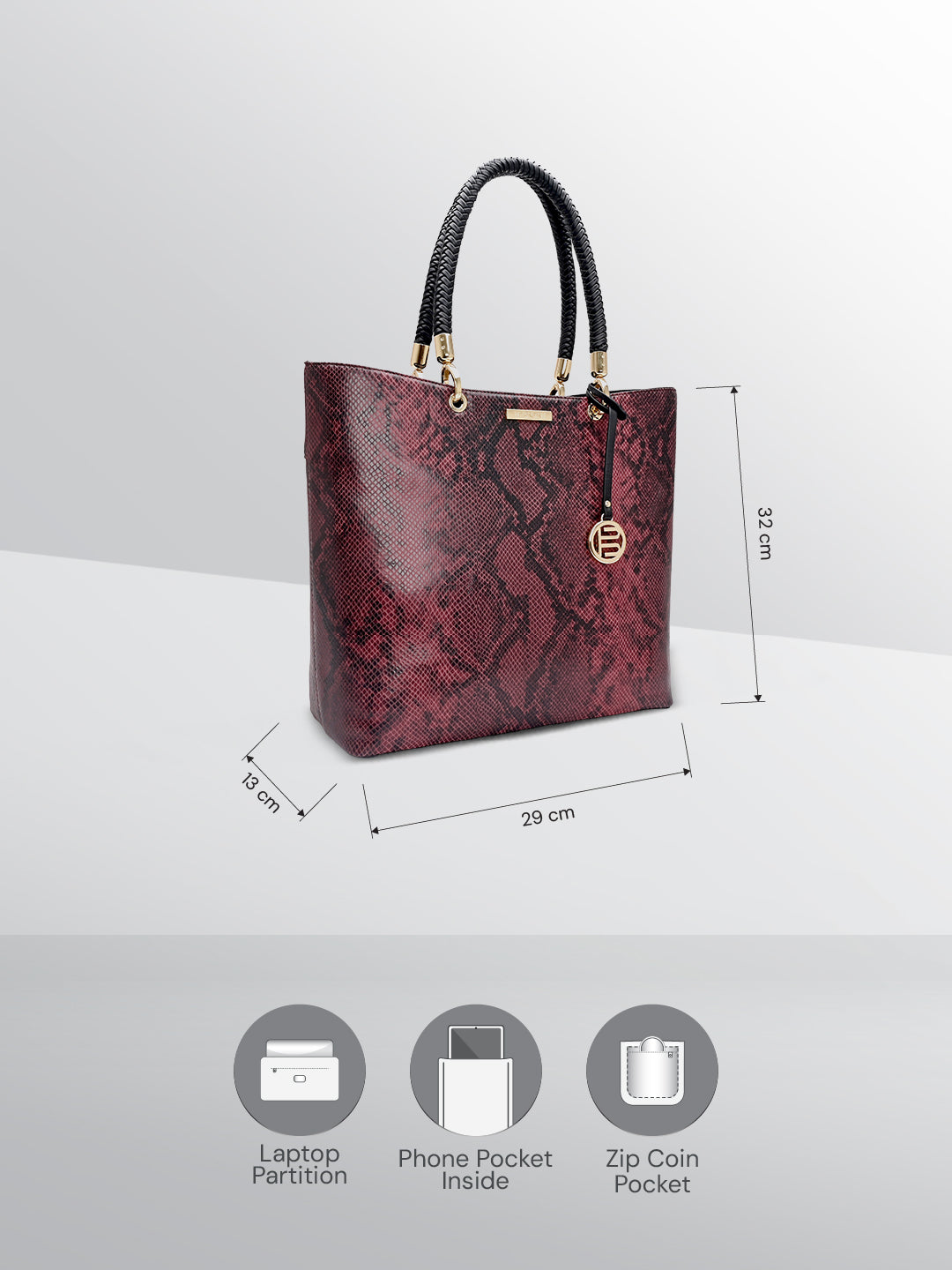 TT.BAGATT Black Snake print leather Tote Handbags