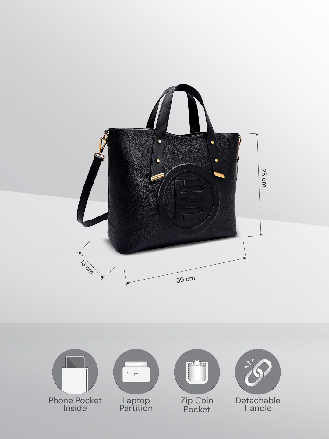 TT.BAGATT Black Wax Leather Tote Handbags