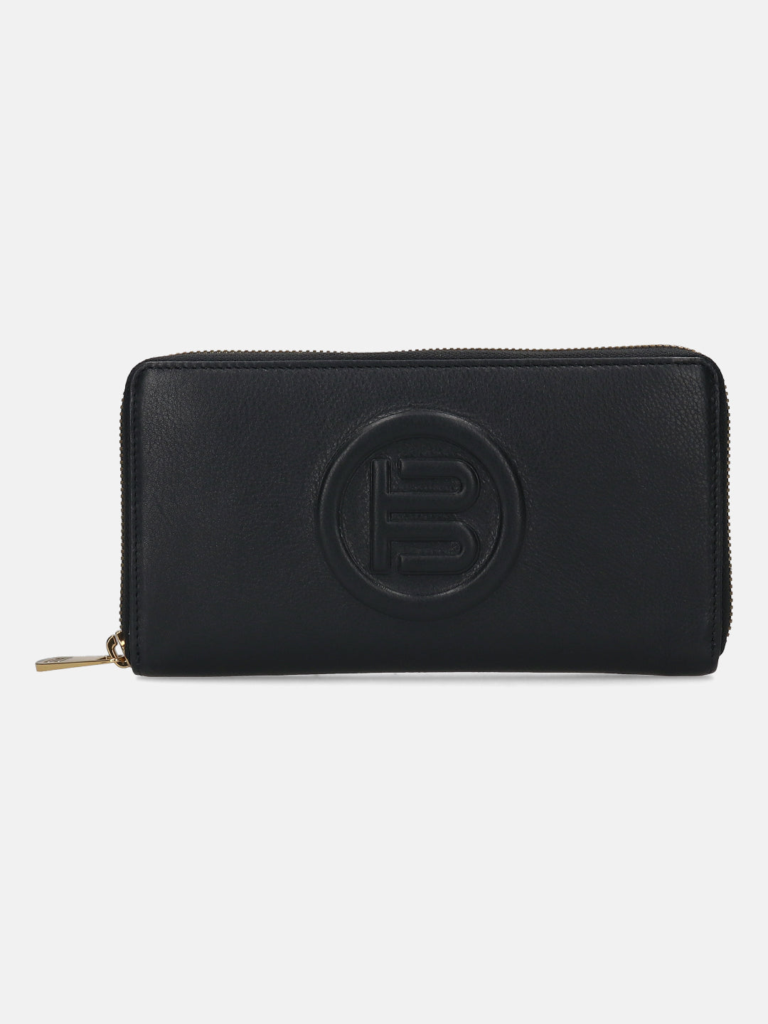 BAGATT Black Plain Leather Zipped Long Wallet