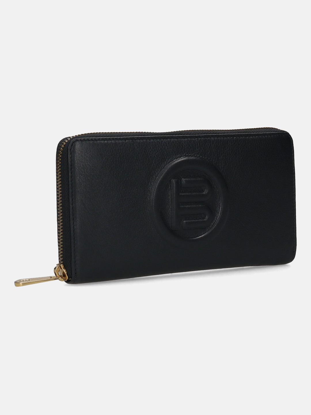 BAGATT Black Plain Leather Zipped Long Wallet