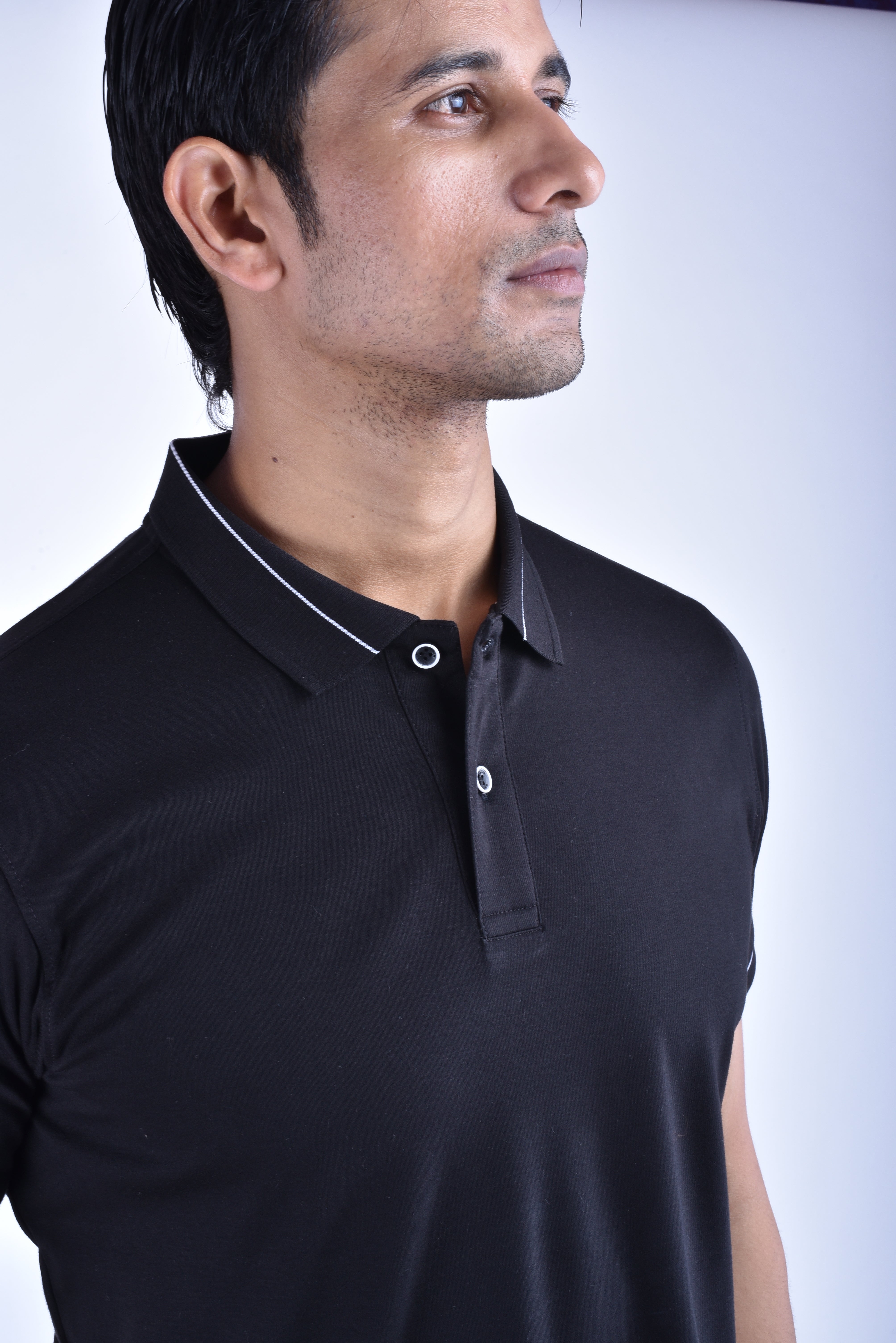 BAGATT Men's Black Mercerised Cotton Polo T-Shirt