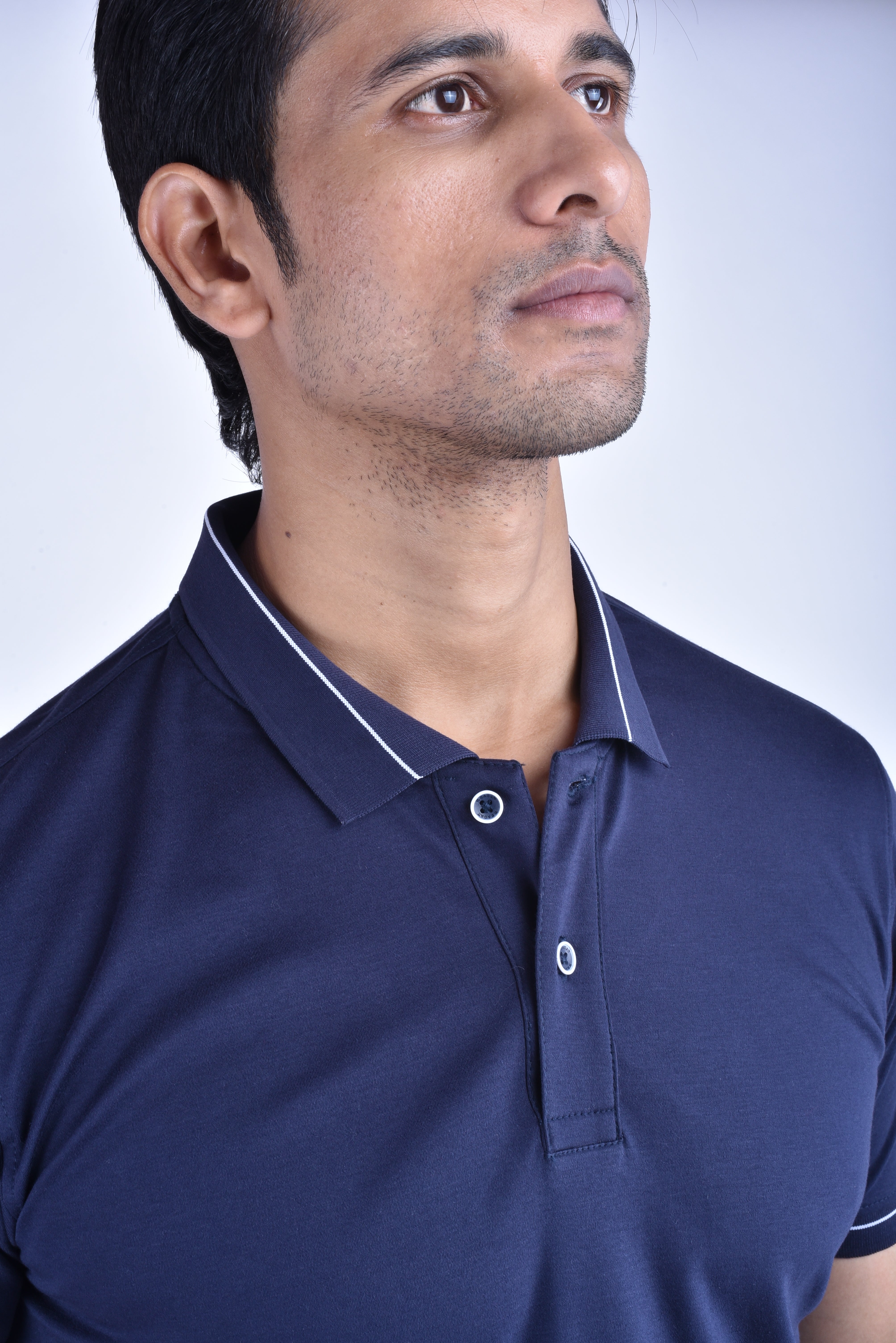 BAGATT Men's Dark Blue Mercerised Cotton Polo T-Shirt