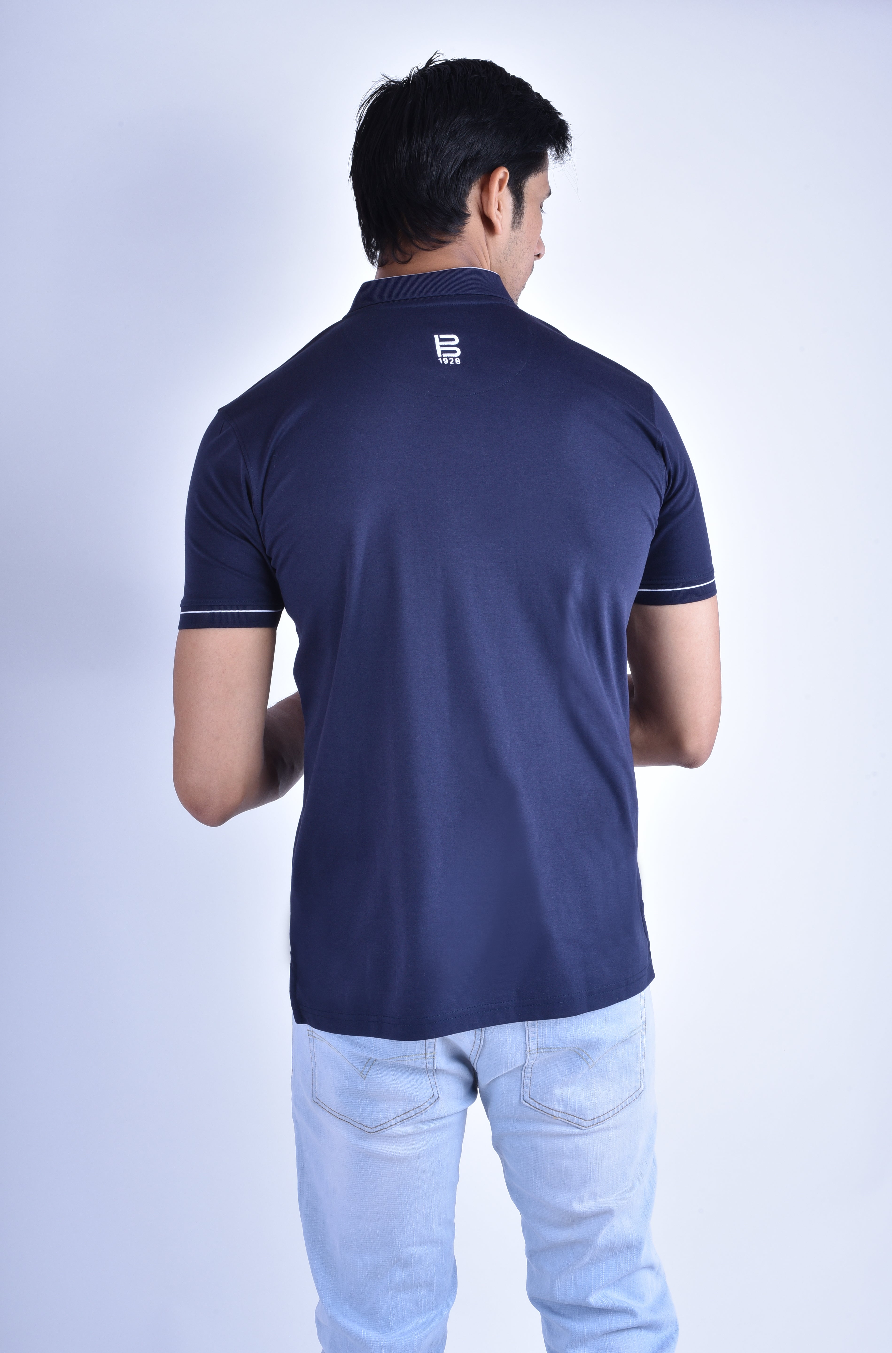 BAGATT Men's Dark Blue Mercerised Cotton Polo T-Shirt
