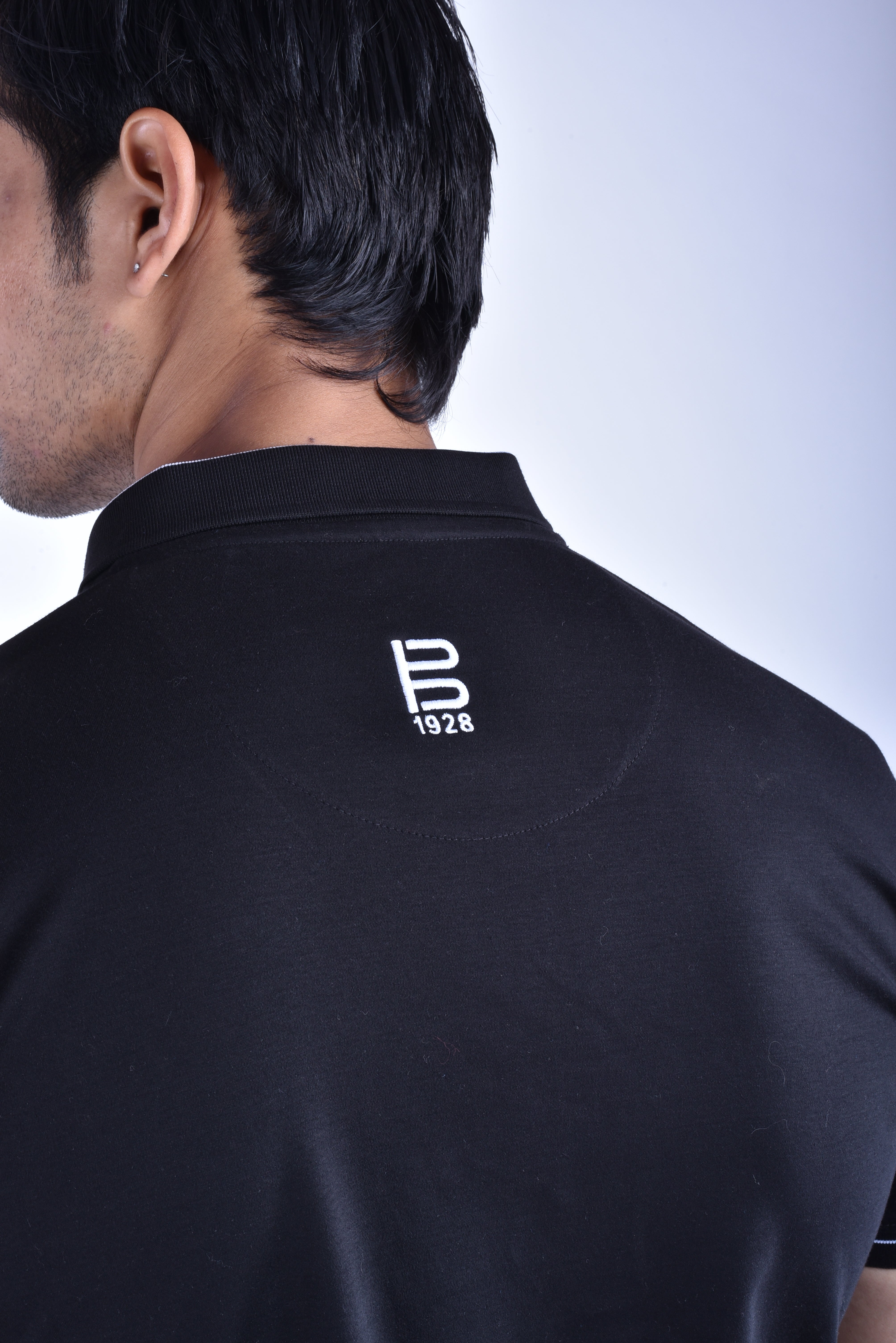 BAGATT Men's Black Mercerised Cotton Polo T-Shirt