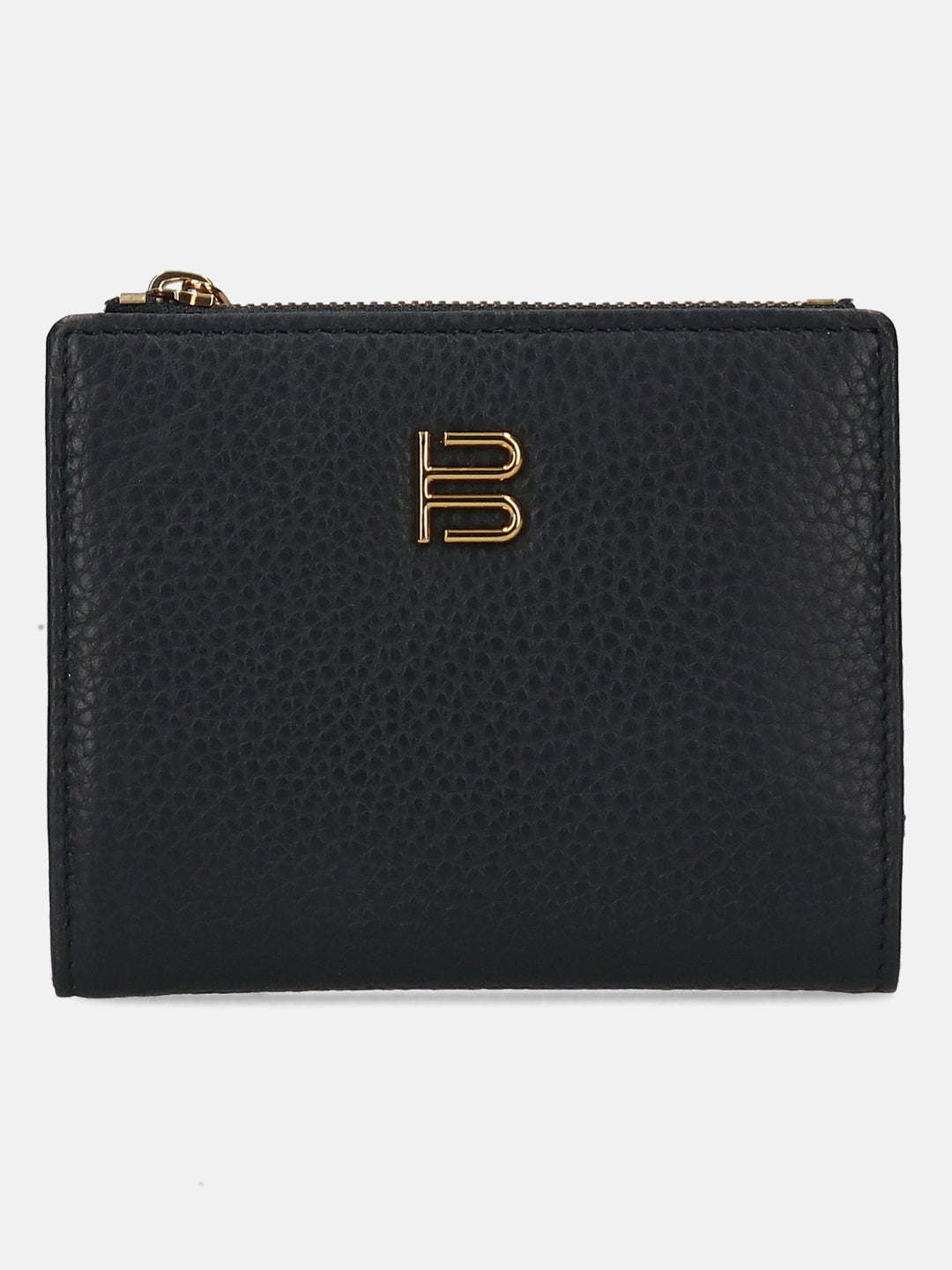 BAGATT Black Wax Leather Compact Wallet