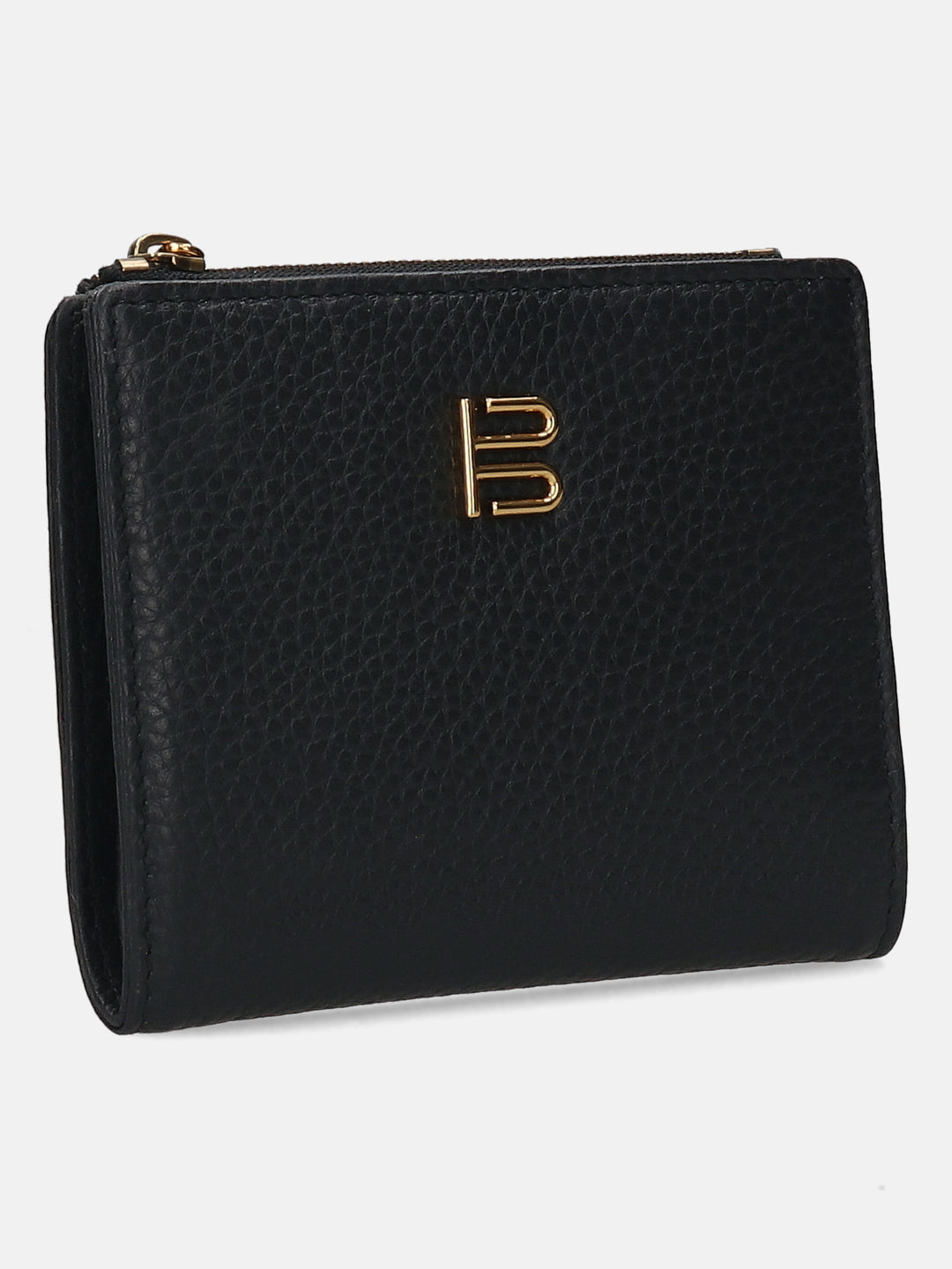 BAGATT Black Wax Leather Compact Wallet