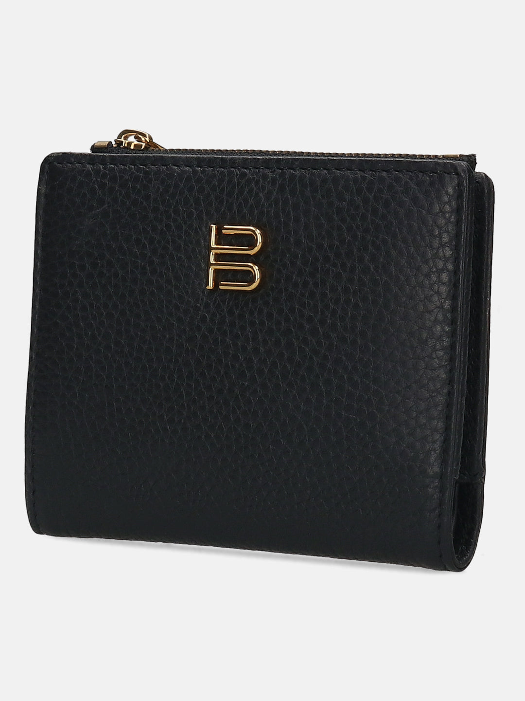 BAGATT Black Wax Leather Compact Wallet