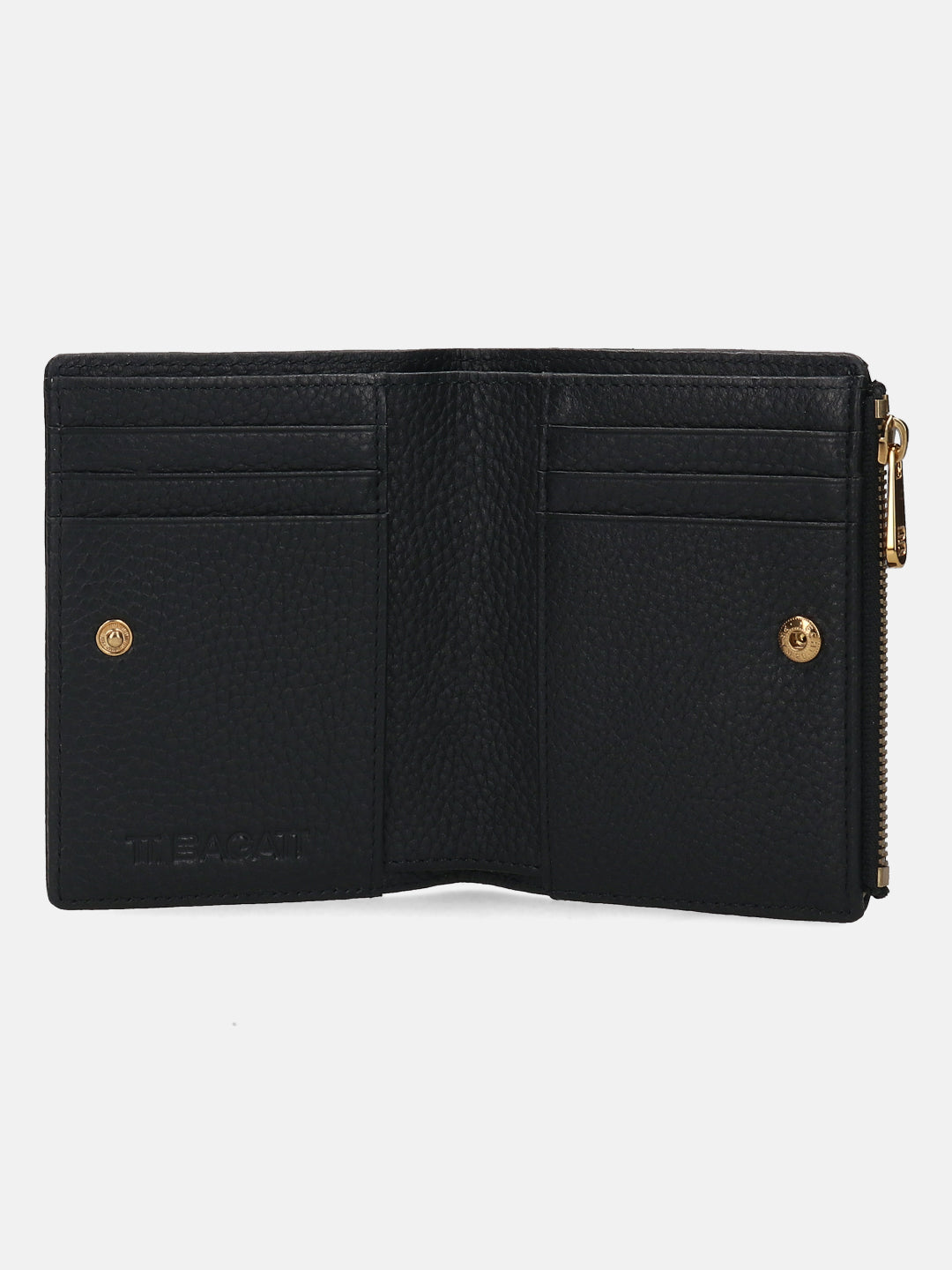 BAGATT Black Wax Leather Compact Wallet