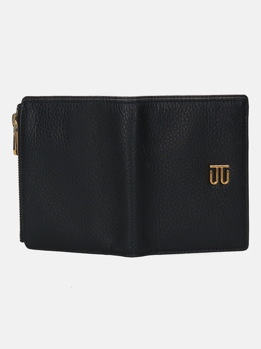 BAGATT Black Wax Leather Compact Wallet