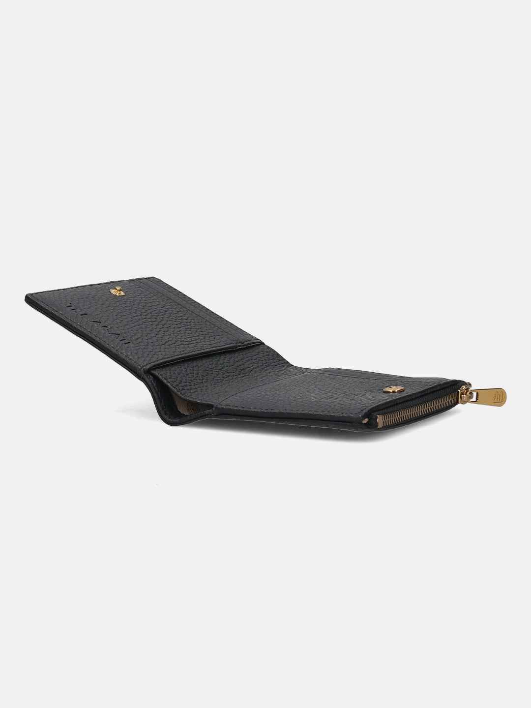 BAGATT Black Wax Leather Compact Wallet