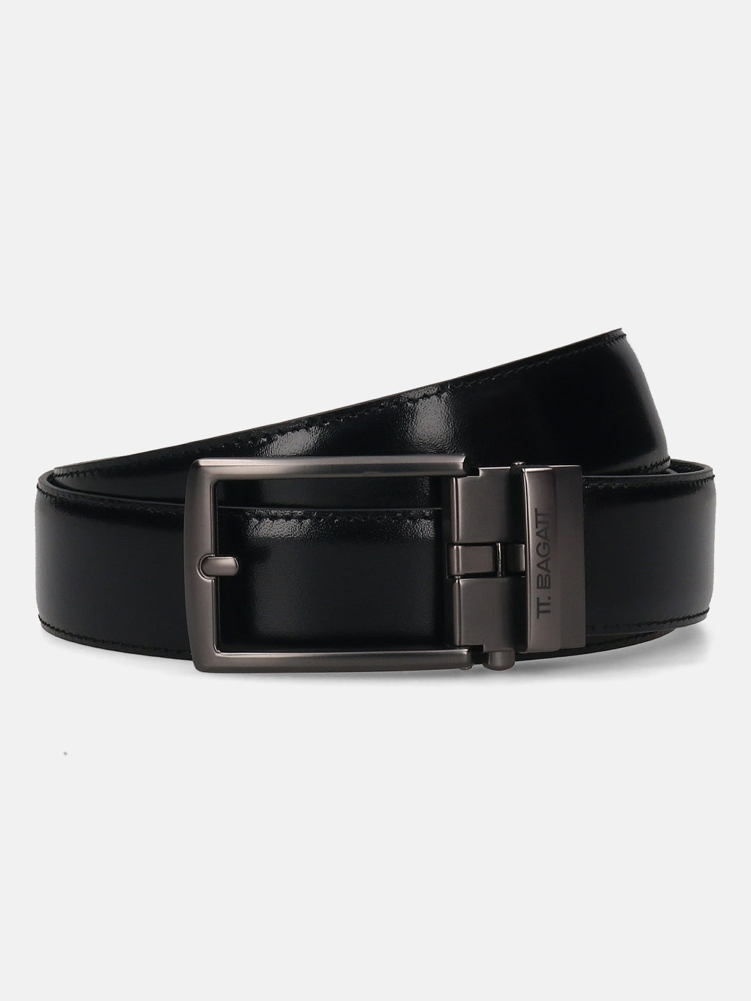 BAGATT Black Full Grain Italian Leather Non-Reversible Belt