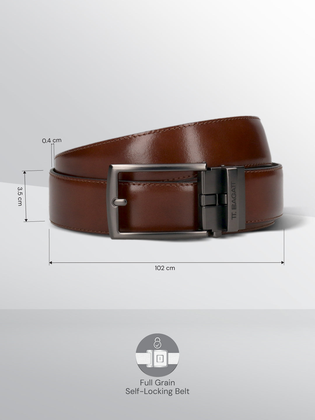 BAGATT Light Brown Full Grain Italian Leather Non-Reversible Belt