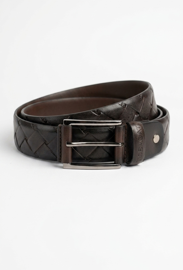 TT.BAGATT Dark Brown Italian Leather Non-Reversible Belt