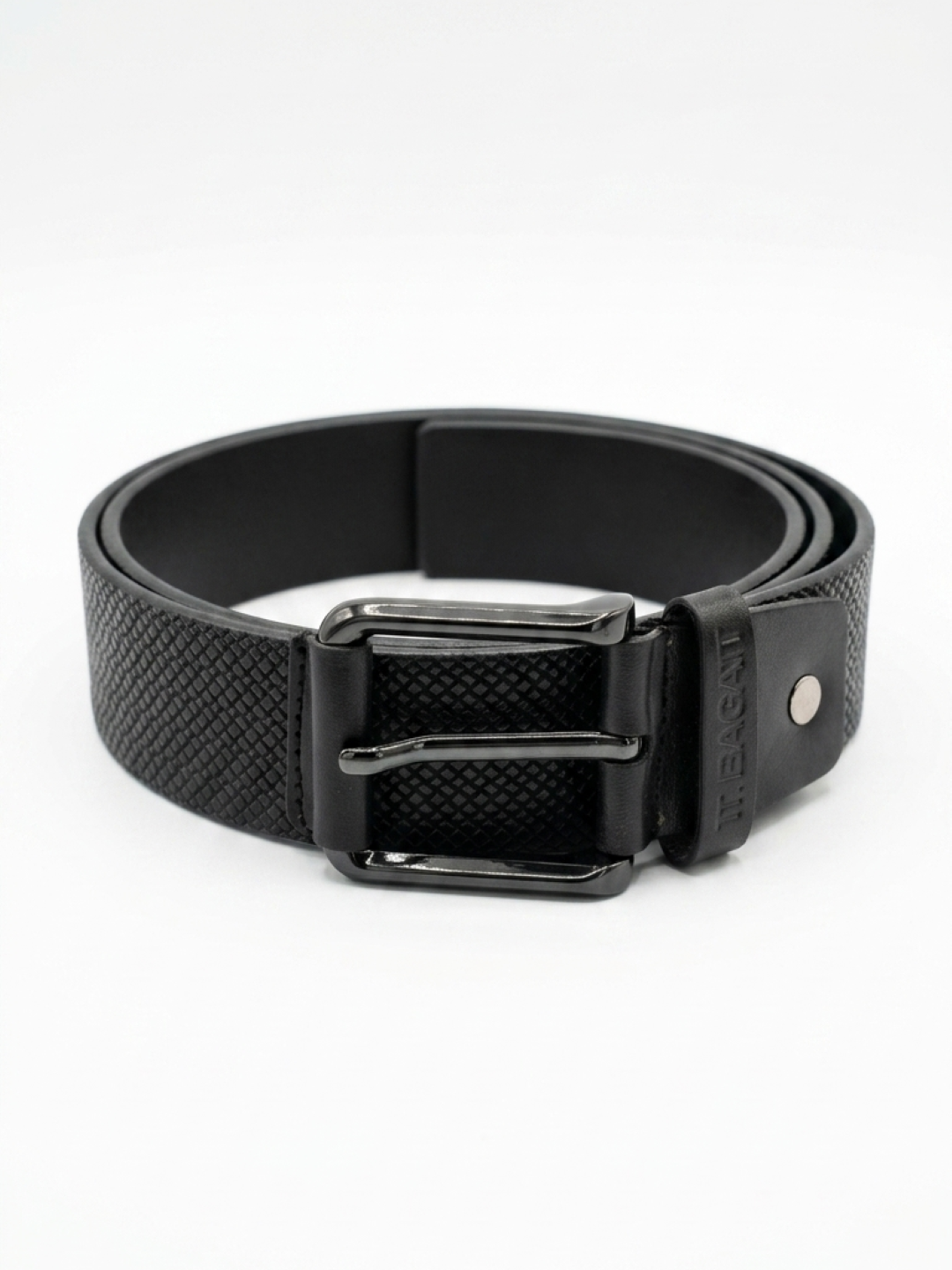 TT.BAGATT Black Italian Leather Non-Reversible Belts