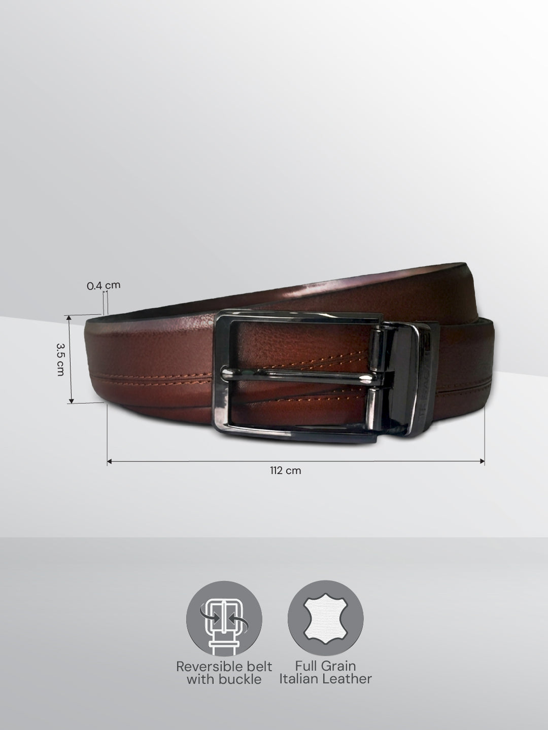TT.BAGATT Tan/Tan Italian Leather Reversible Belt