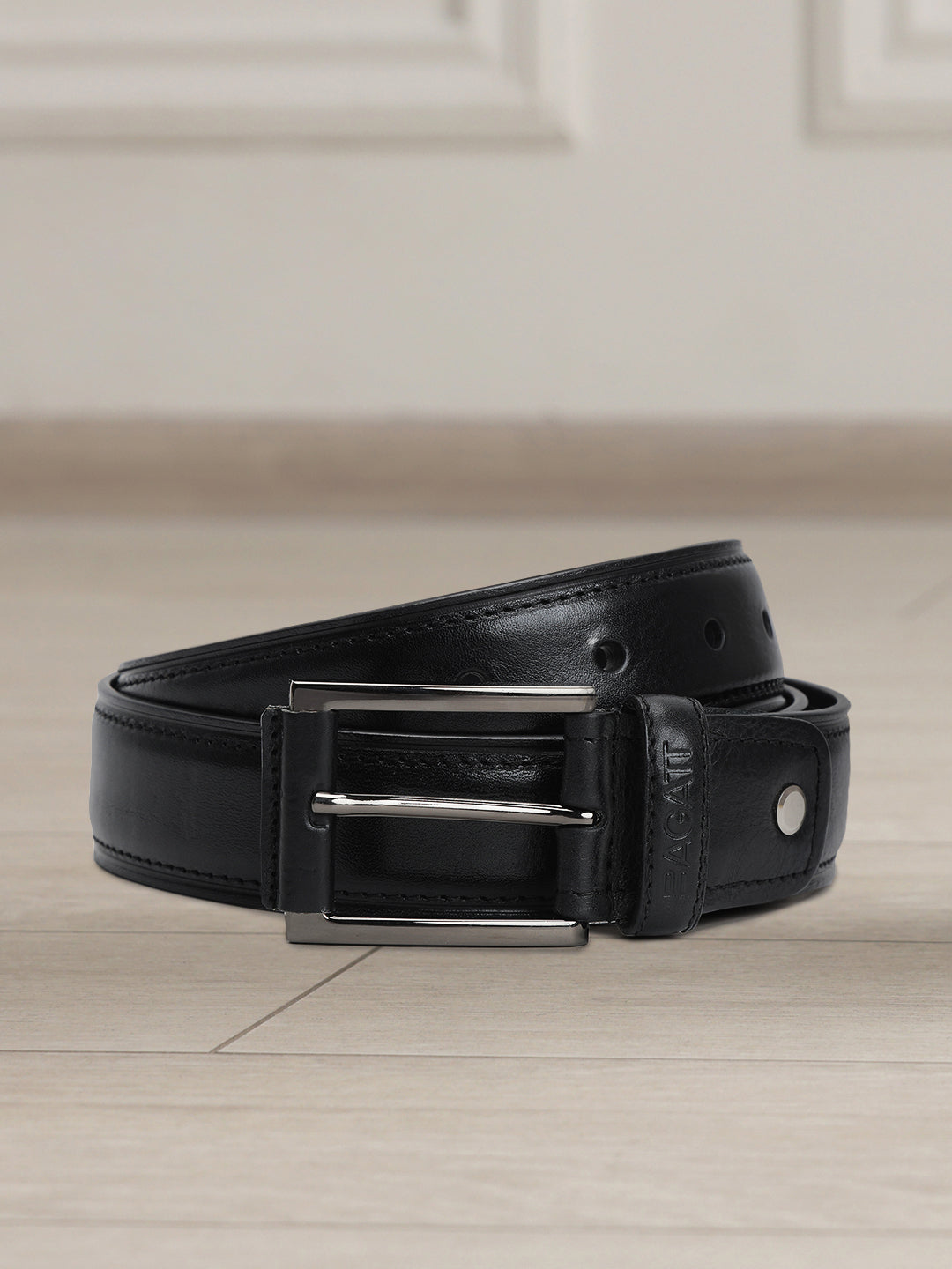 BAGATT Black Non-Reversible Leather Belt