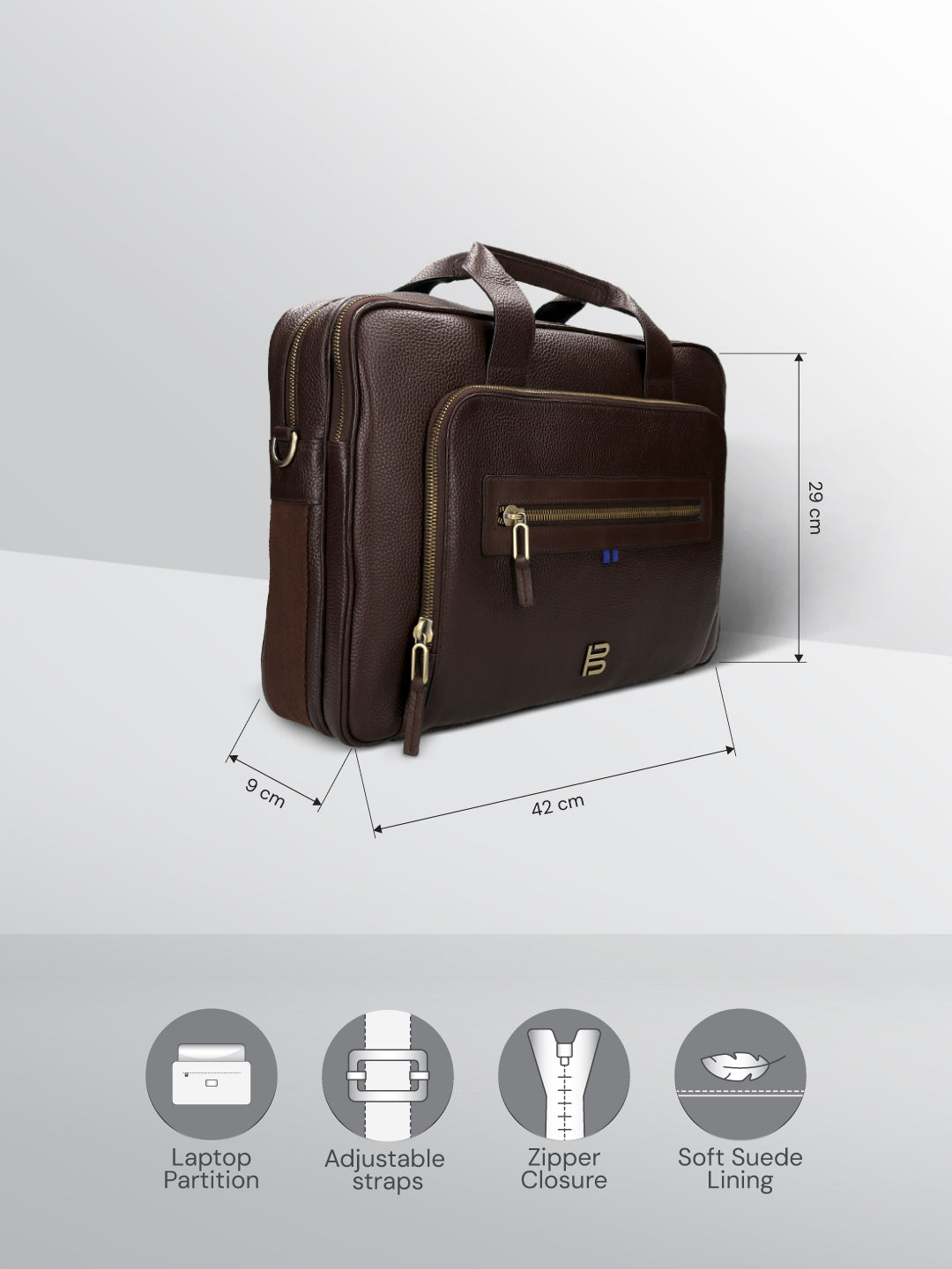 BAGATT Dark Brown Wax Leather Laptop Bag
