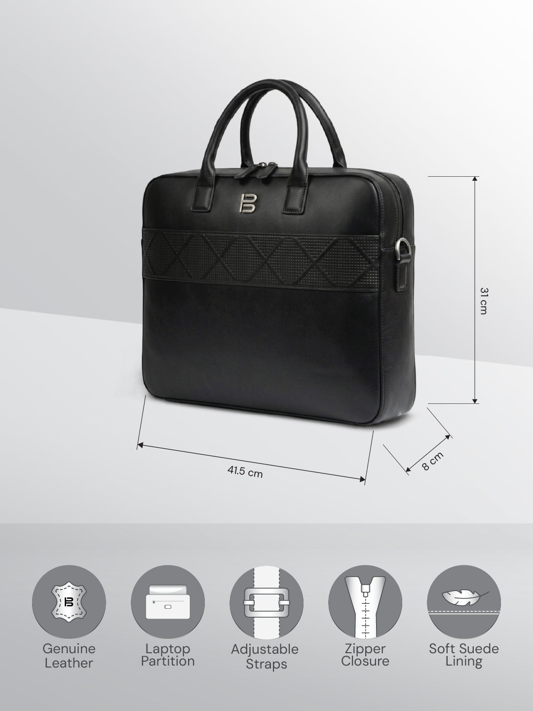 Black Nappa Leather Laptop Bag