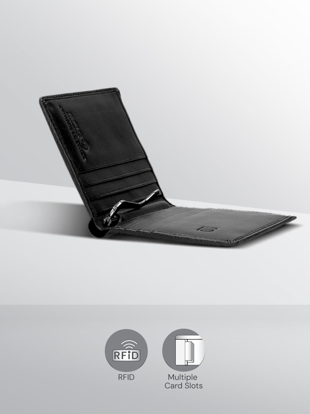 BAGATT Black Tanned Leather Money Clip