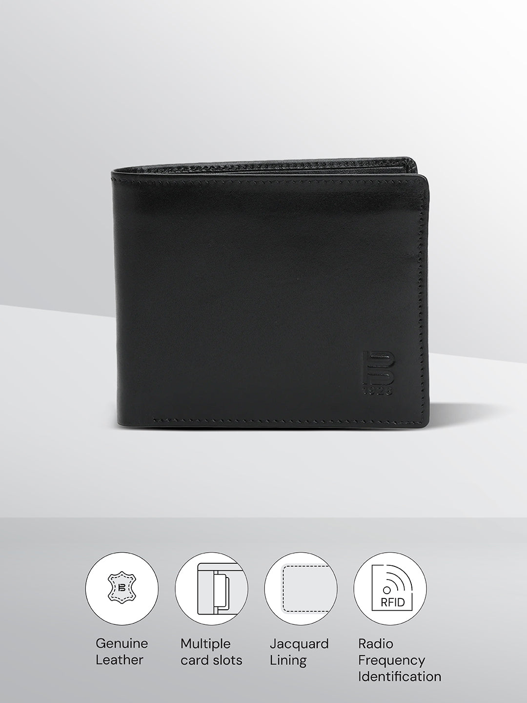BAGATT Black Bi-Fold Wallet